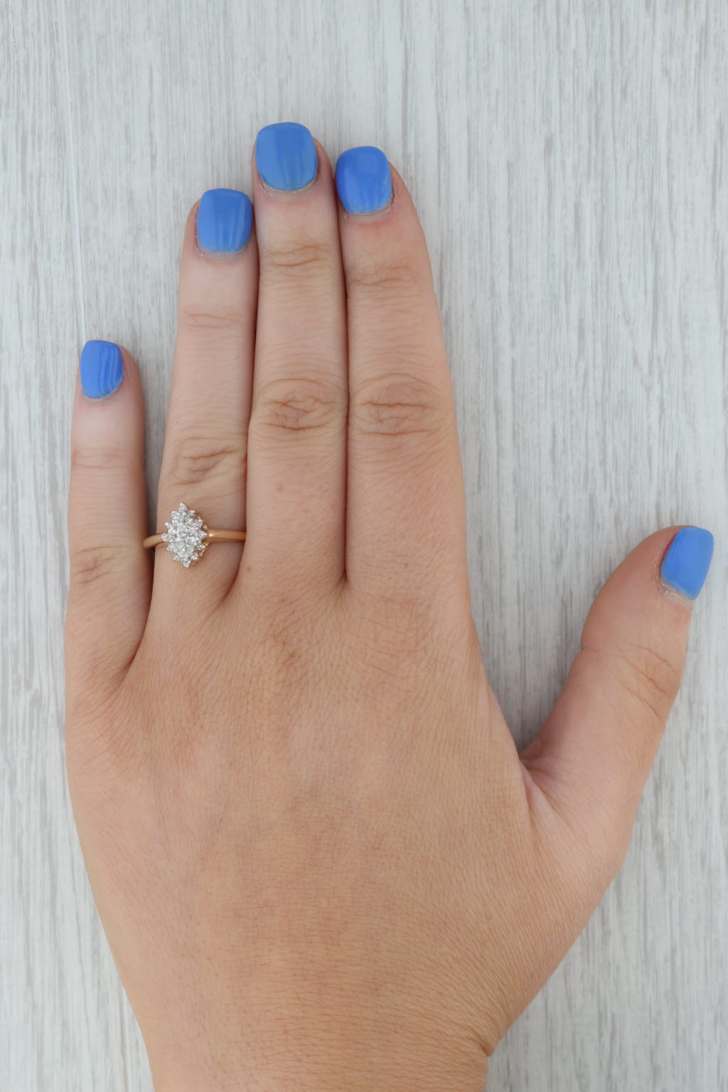0.12ctw Diamond Cluster Engagement Ring - 10k Yellow Gold Size 7 - Perfect for Proposals, Anniversaries & Bridal Jewelry Gifts