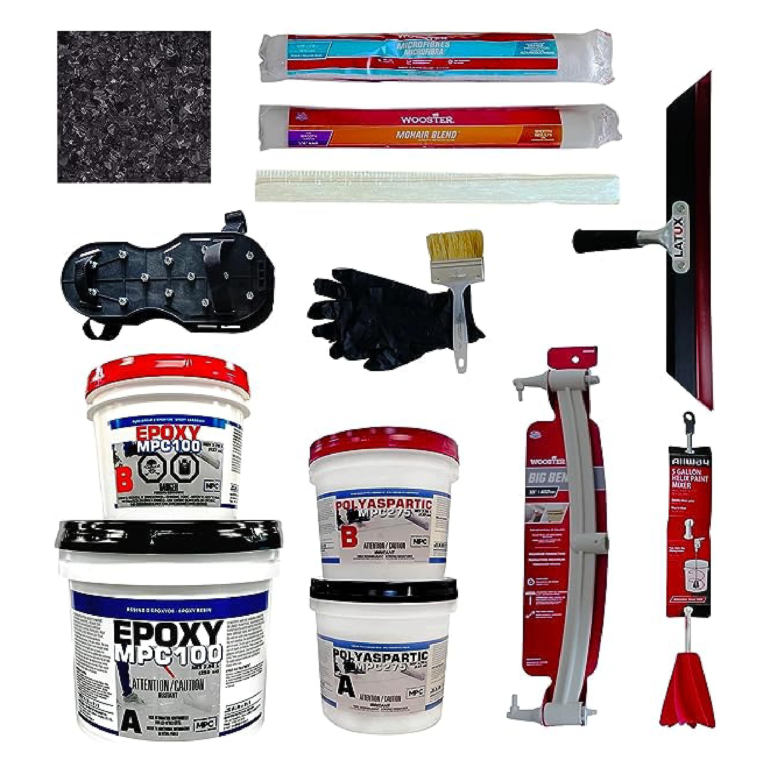 MPC Flake Floor Epoxy Resin Kit - 3 Gallon Basalt Flake System with Pre-Tinted Epoxy & Accessories for Industrial & Residential Flooring | DIY Garage, Basement & Concrete Floor Coating