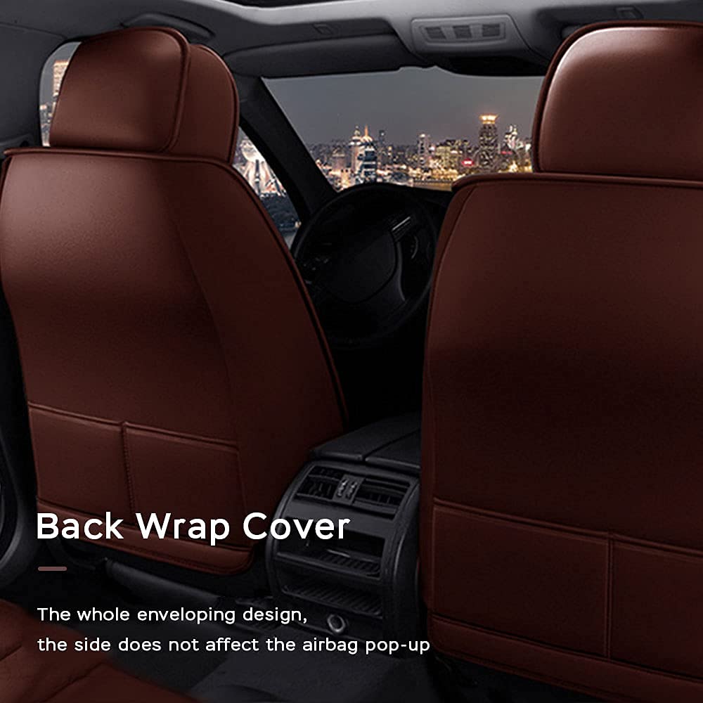 Luxury PU Leather Front & Rear Seat Covers for Dodge 300 & 300C - Comfortable, Durable & Wear-Resistant Brown Car Seat Protectors for Enhanced Driving Experience