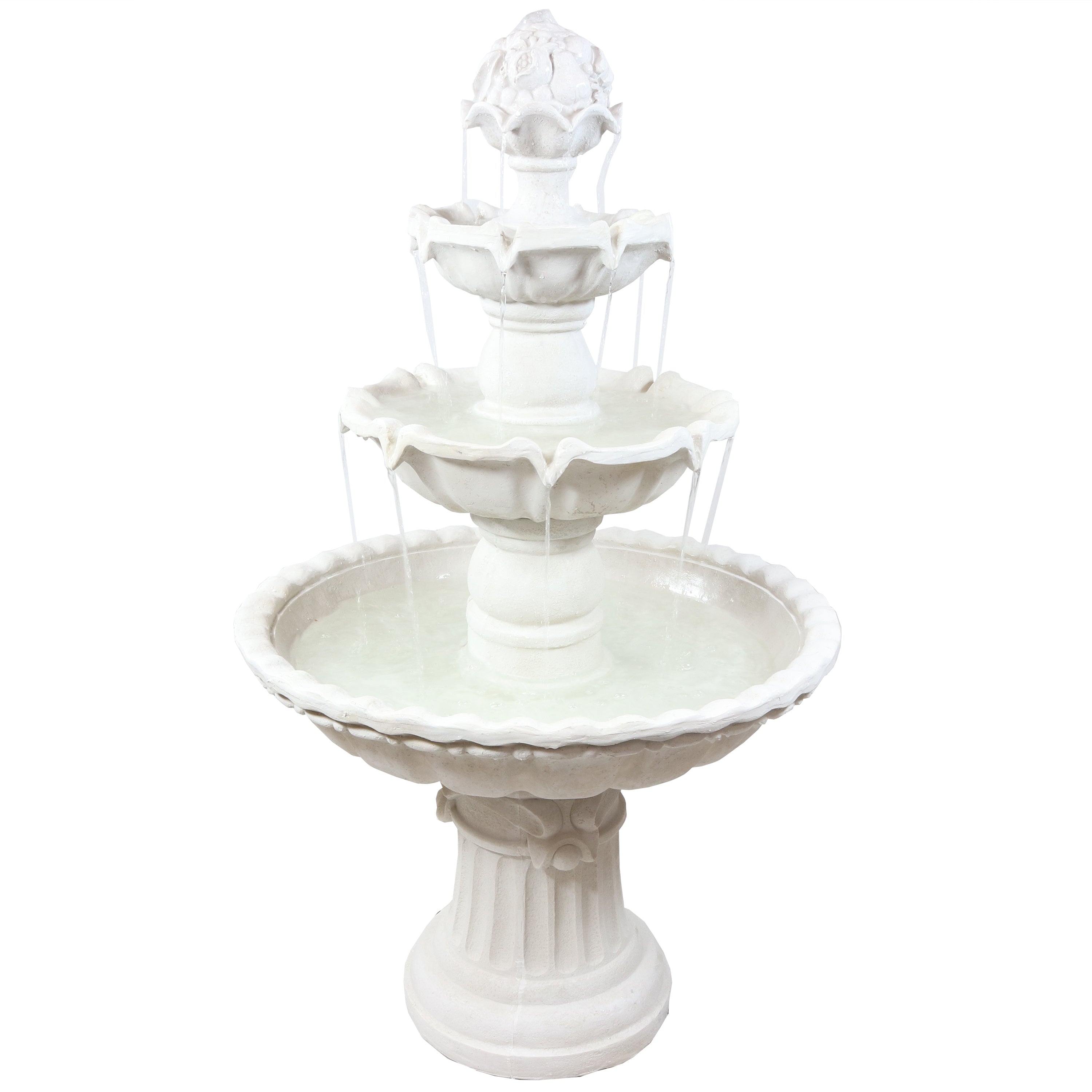 3-Tier Outdoor Water Fountain with Fruit Top - White, 52