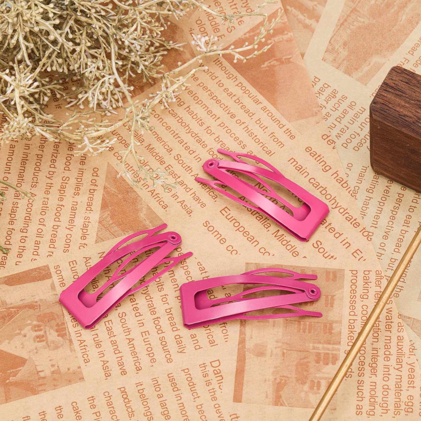 24 Pcs Hot Pink Double Grip Hair Clips - 2 Inch Metal Snap Barrettes for Women, Girls | Strong Hold for Thick Hair, Styling, Salon Use & DIY Hair Accessories | Perfect for Ponytails, Braids & Updos
