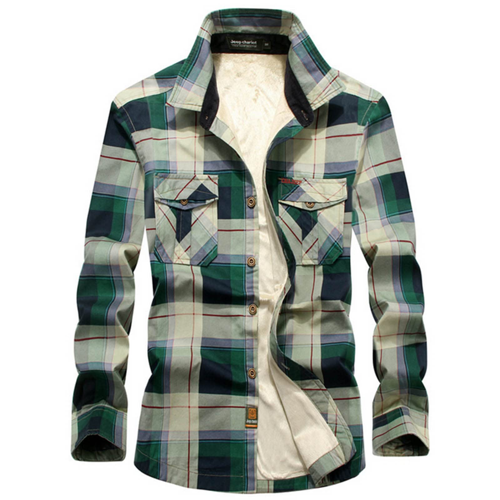 Men's Plaid Velvet Padded Hooded Long Sleeve Shirt Jacket - Winter Warm Cotton Coat for Outdoor Activities & Casual Wear