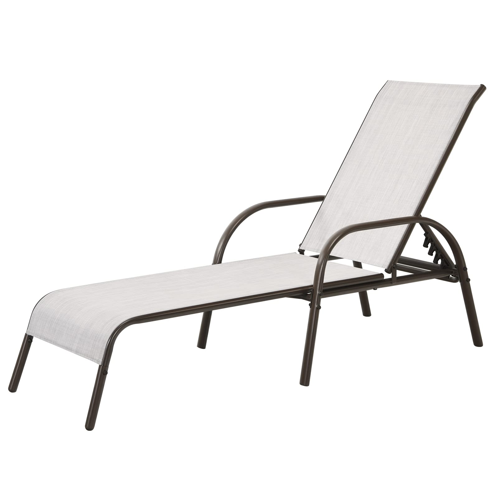 LHONE Patio Chaise Lounge Chair - 5-Position Adjustable Recliner with Heavy Duty Steel Frame, Outdoor Sunbathing Chair for Patio, Beach, Poolside & Backyard Relaxation (Gray) - Perfect for Lounging, Sunbathing and Outdoor Relaxation