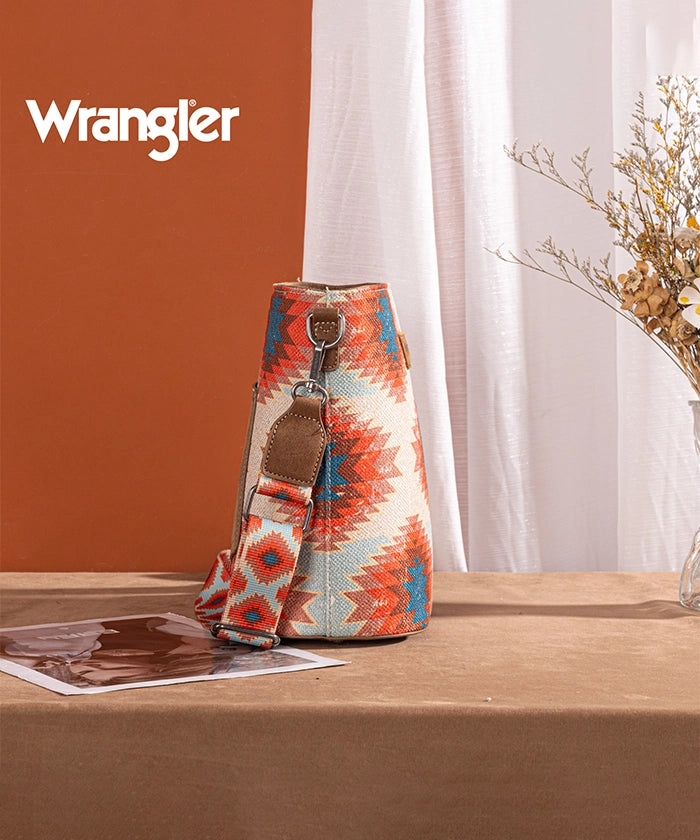 Wrangler Dual-Sided Print Canvas Shoulder Bag for Men & Women - Stylish Crossbody Purse for Travel, Work, and Everyday Use