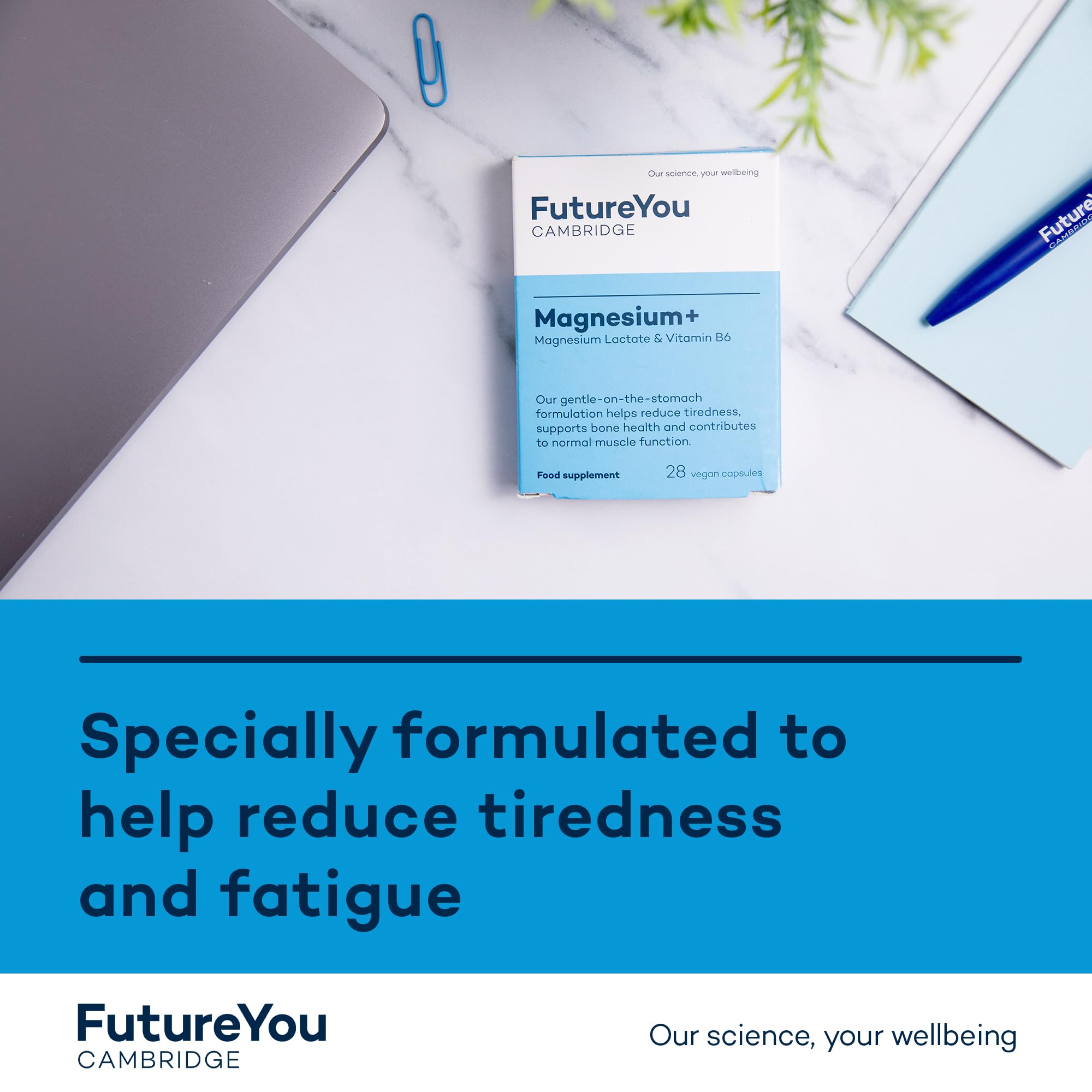 FutureYou Cambridge Magnesium+ 575mg Supplement – 28 High Strength Magnesium Lactate Capsules with Vitamin B6 – Supports Energy, Reduces Fatigue & Promotes Bone Health – Ideal for Athletes, Busy Professionals & Active Lifestyles