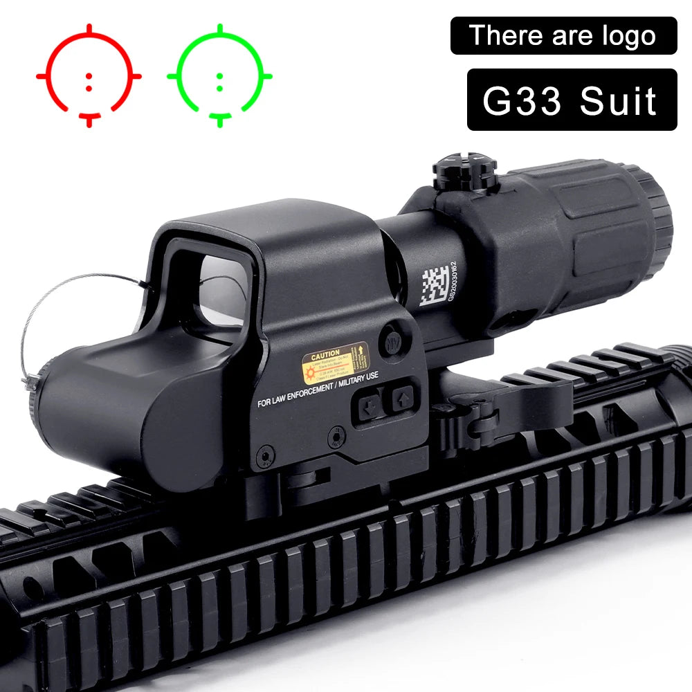 Tactical G33 G43 3X Magnifier Sight Scope & G45 5X Magnifier - Flip to Side Mount for 558 556 553 Holographic Reflex Red Dot Sights - Perfect for Hunting, Shooting Range & Tactical Training