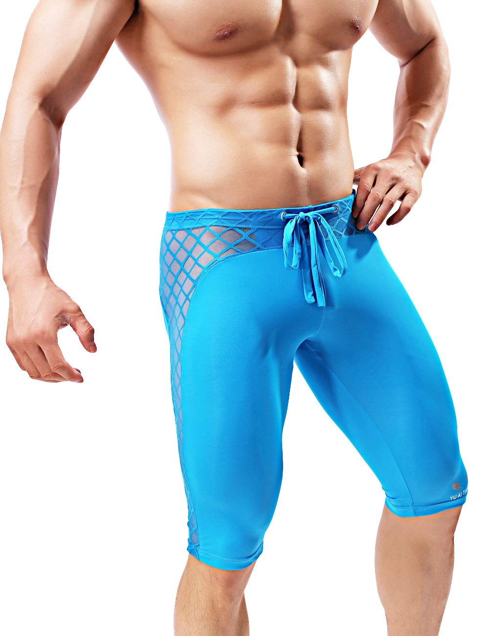 MIZOK Men's Soft Mesh Cool Dry Compression Yoga Workout Tight Shorts - Breathable Quick-Dry Gym Shorts for Running, Cycling & Active Lifestyle