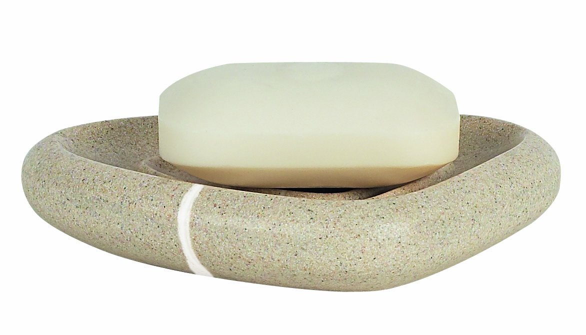Etna Polyresin Stoneware Soap Dish - Sand Color Bathroom Organizer for Showers, Sinks & Countertops | Durable & Stylish Soap Holder