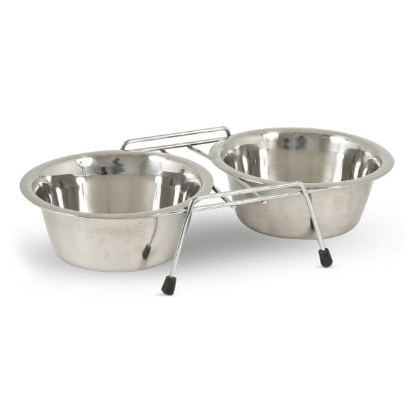 Premium Stainless Steel Double Diner Bowls for Dogs - Durable Pet Food & Water Bowls for Large & Small Breeds - Perfect for Indoor & Outdoor Feeding