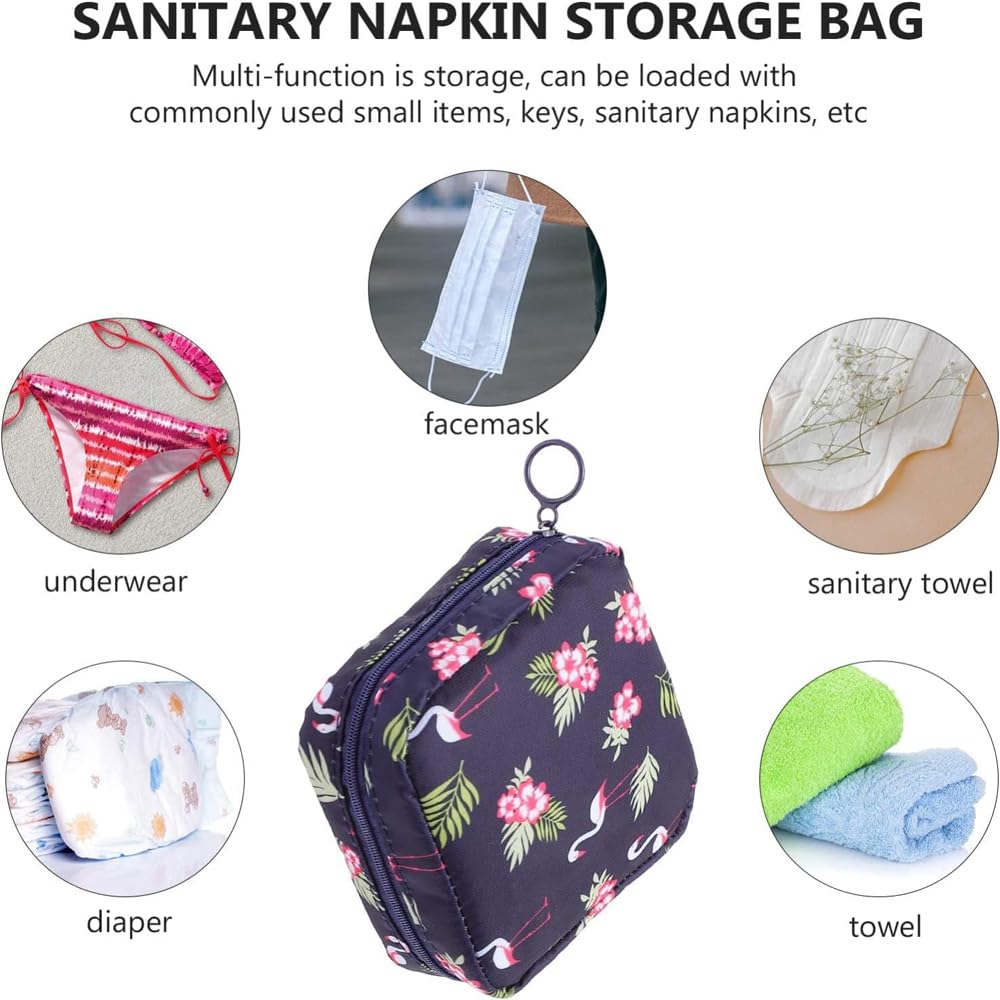 Fapiwen Small Nylon Pouch for Women - Sanitary Napkin Storage Bag, Travel Makeup Organizer, Cosmetic Bag for Charger, Cable, Earphone, Jewelry - 4cm, Blue - Perfect for Travel, Gym, and Daily Essentials Organization