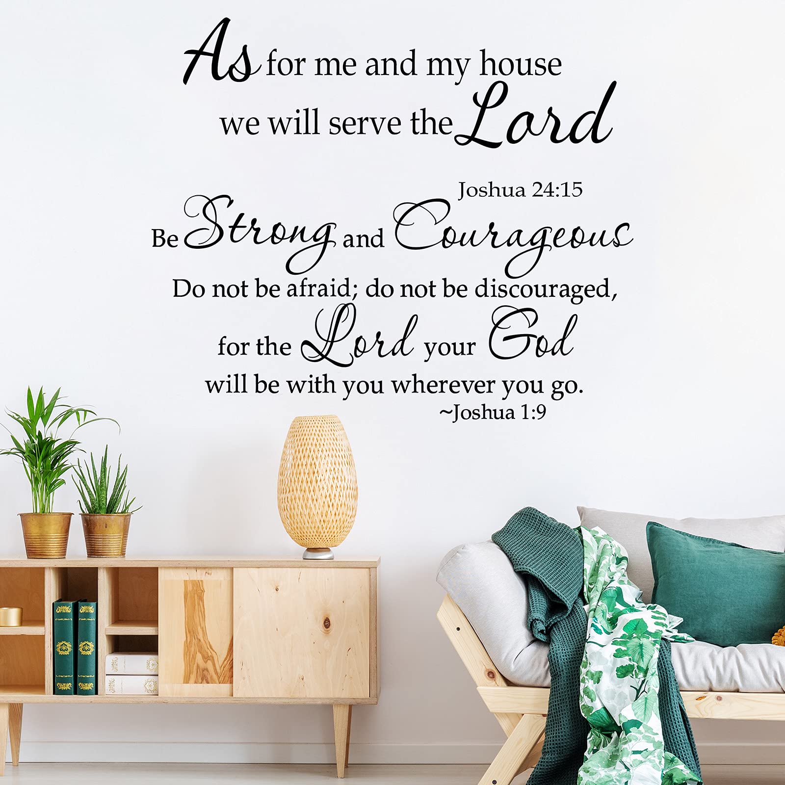 Zonon 2 Pack Bible Verse Wall Decals - Scripture Quote Stickers 'As for Me and My House We Will Serve The Lord' - Inspirational Christian Home Decor for Bedroom, Nursery & Office