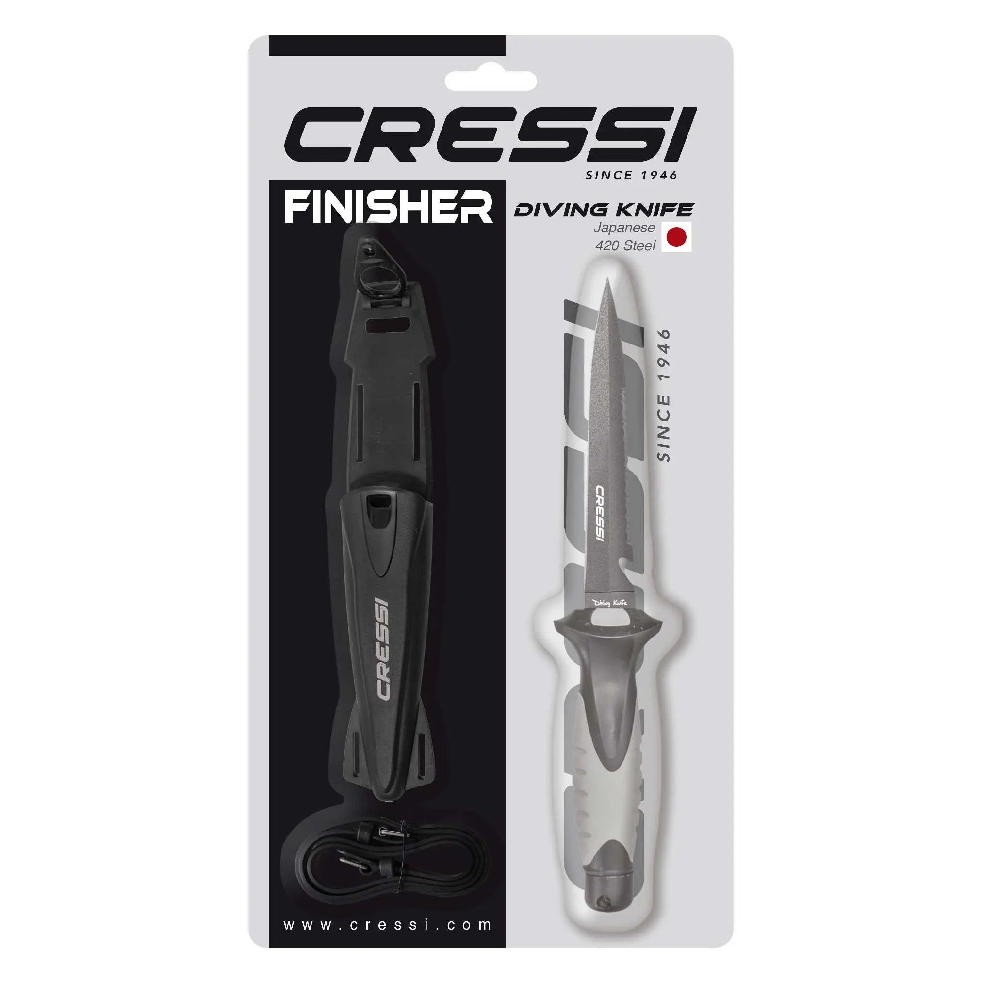 Cressi Finisher Dive Knife - 25cm Stainless Steel Scuba Diving Knife for Spearfishing, Snorkeling & Underwater Safety | Corrosion-Resistant Dive Gear