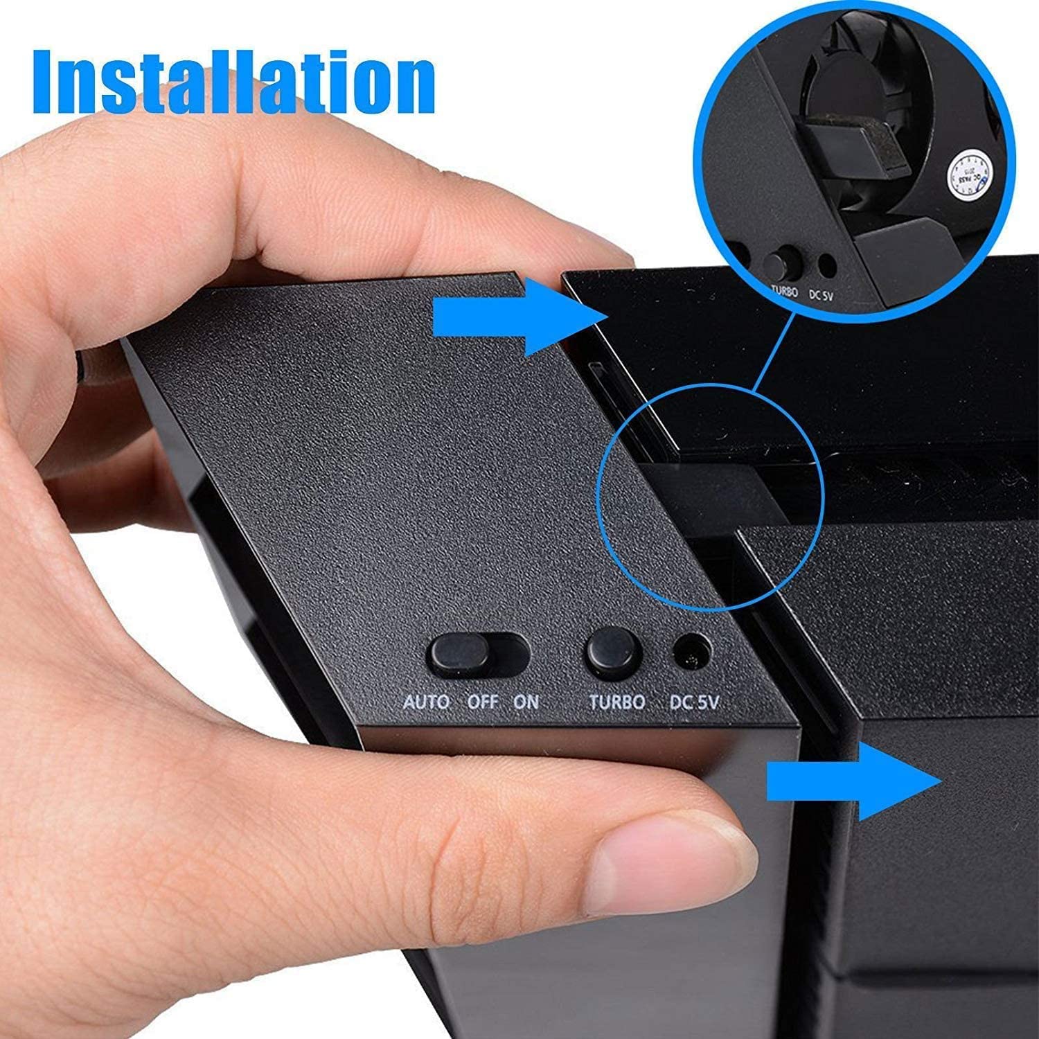 PS4 Cooling Fan - USB External Cooler with 5 Auto Turbo Fans & Temperature Control for Sony PlayStation 4 Console | Prevent Overheating for Long Gaming Sessions