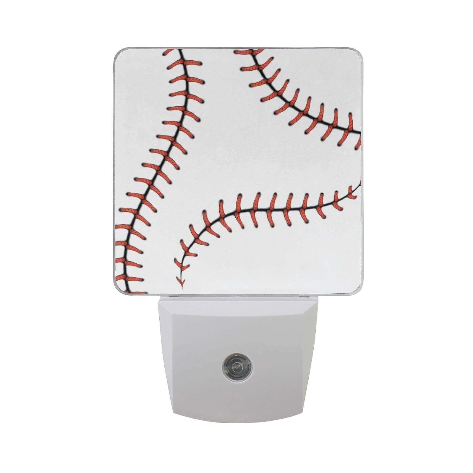 2 Pack Baseball Softball Lace Night Light with Dusk to Dawn Sensor - Plug in Wall Light for Home, Bedroom, Kitchen Decor - Perfect for Kids Rooms, Sports Themed Spaces & Nighttime Safety Lighting