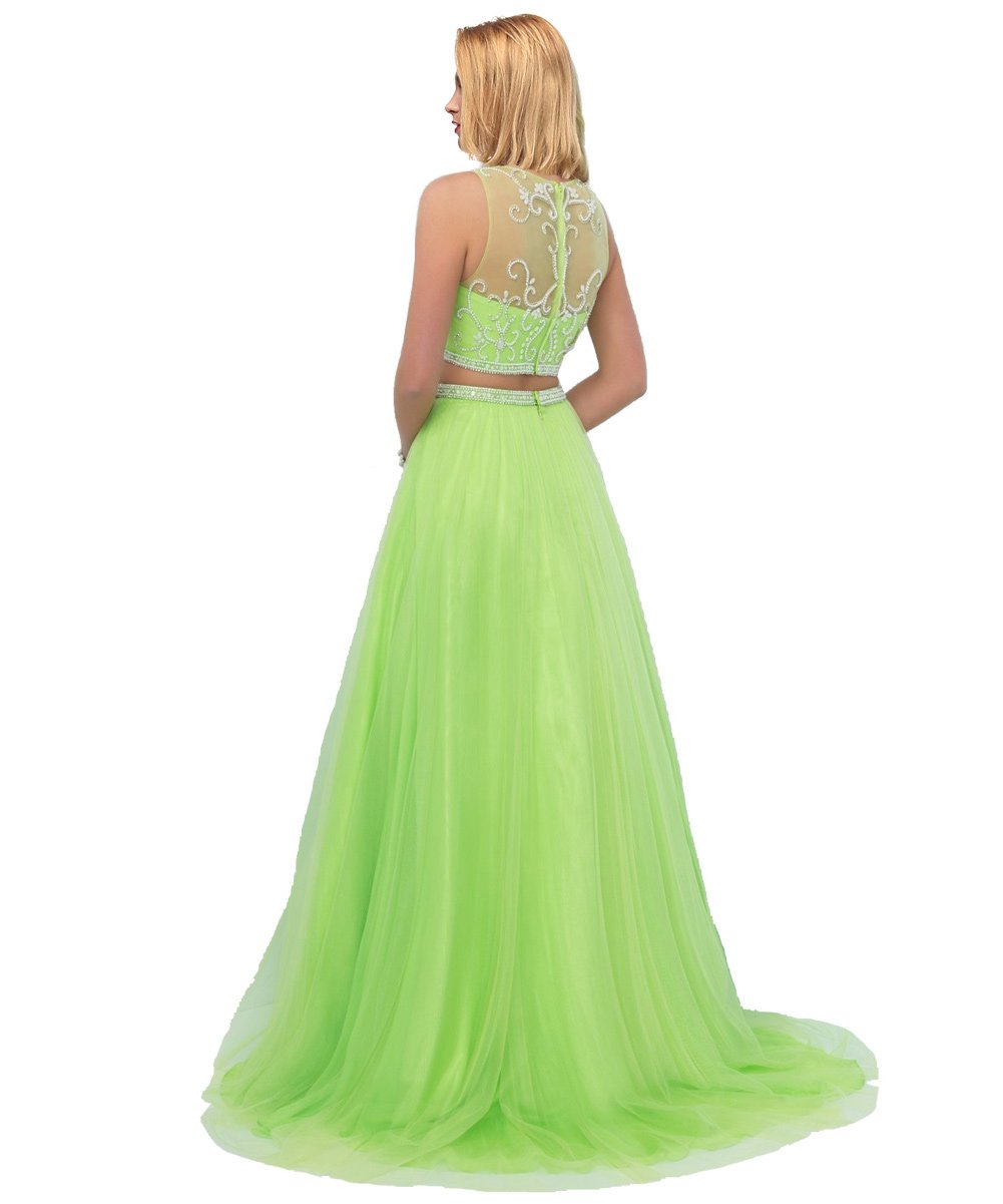 Elegant Sheer Neck Two-Piece Long Prom Dresses for Women | Formal Evening Gowns | Perfect for Homecoming, Prom Night & Special Occasions