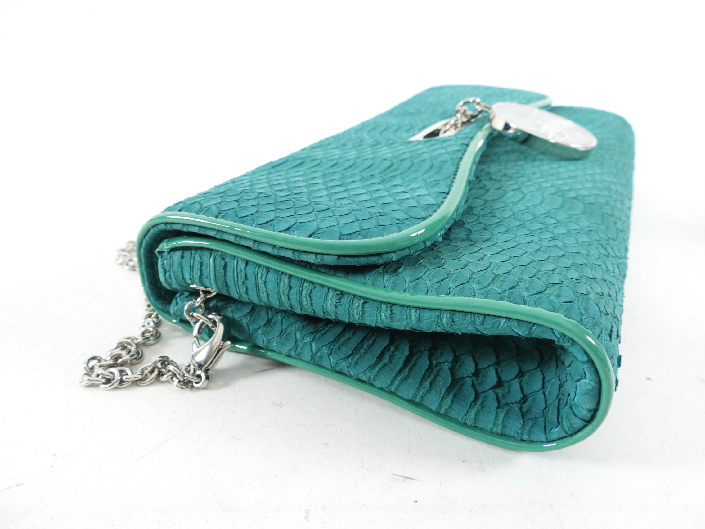 Christian Louboutin Green Exotic Riviera Clutch Bag - Luxury Designer Handbag for Women - Perfect for Evening Parties & Special Occasions