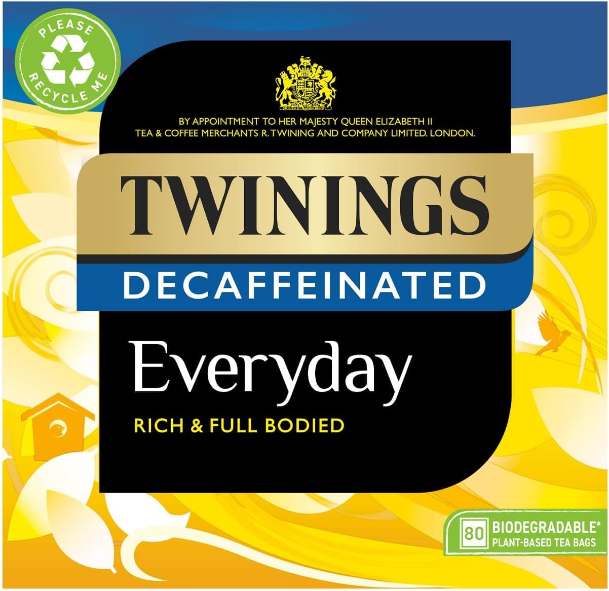 Twinings Everyday Decaffeinated Tea Bags - 80 Count | Premium Black Tea | Caffeine-Free | Perfect for Relaxation & Evening Enjoyment