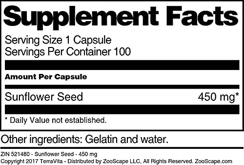 Sunflower Seed Extract 450mg (100 Capsules per Bottle, 2-Pack) - Natural Immune Support Supplement for Daily Wellness & Energy Boost