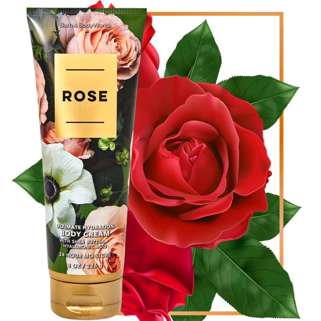 Bath & Body Works Ultra Shea Body Cream - Rose Scented 8 oz | Deep Moisturizing for Dry Skin | Perfect for Daily Hydration & Gift Giving
