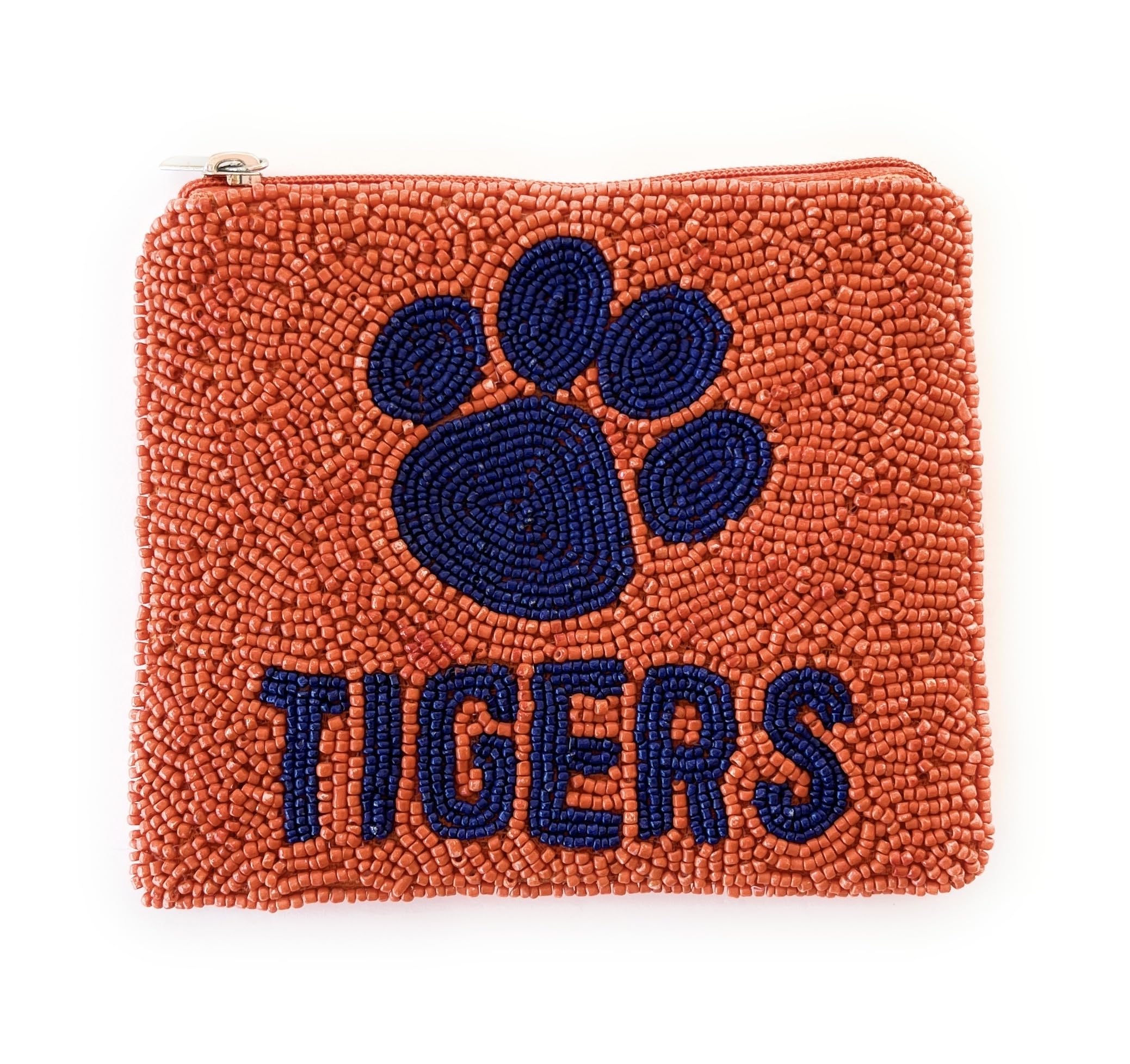 Beaded Coin Pouch Purse - Orange & Blue Small Wallet for Change, Cash & Gift Cards | Perfect for Birthday Gifts, Travel Accessories & Everyday Use
