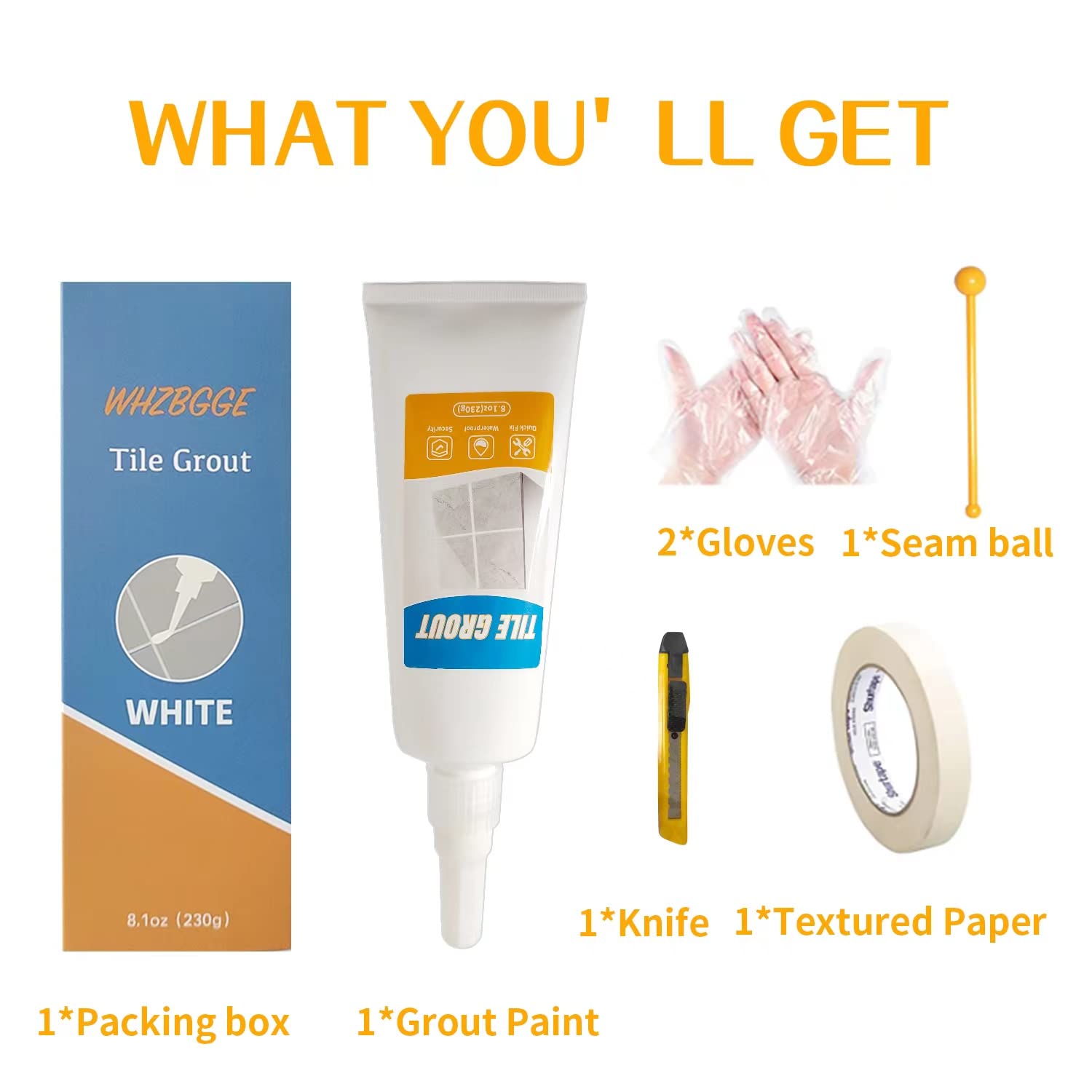 White Tile Grout Filler - Fast Drying Grout Repair & Sealer for Restoring Tile Joints | Perfect for Bathroom, Kitchen & Floor Tile Renovation