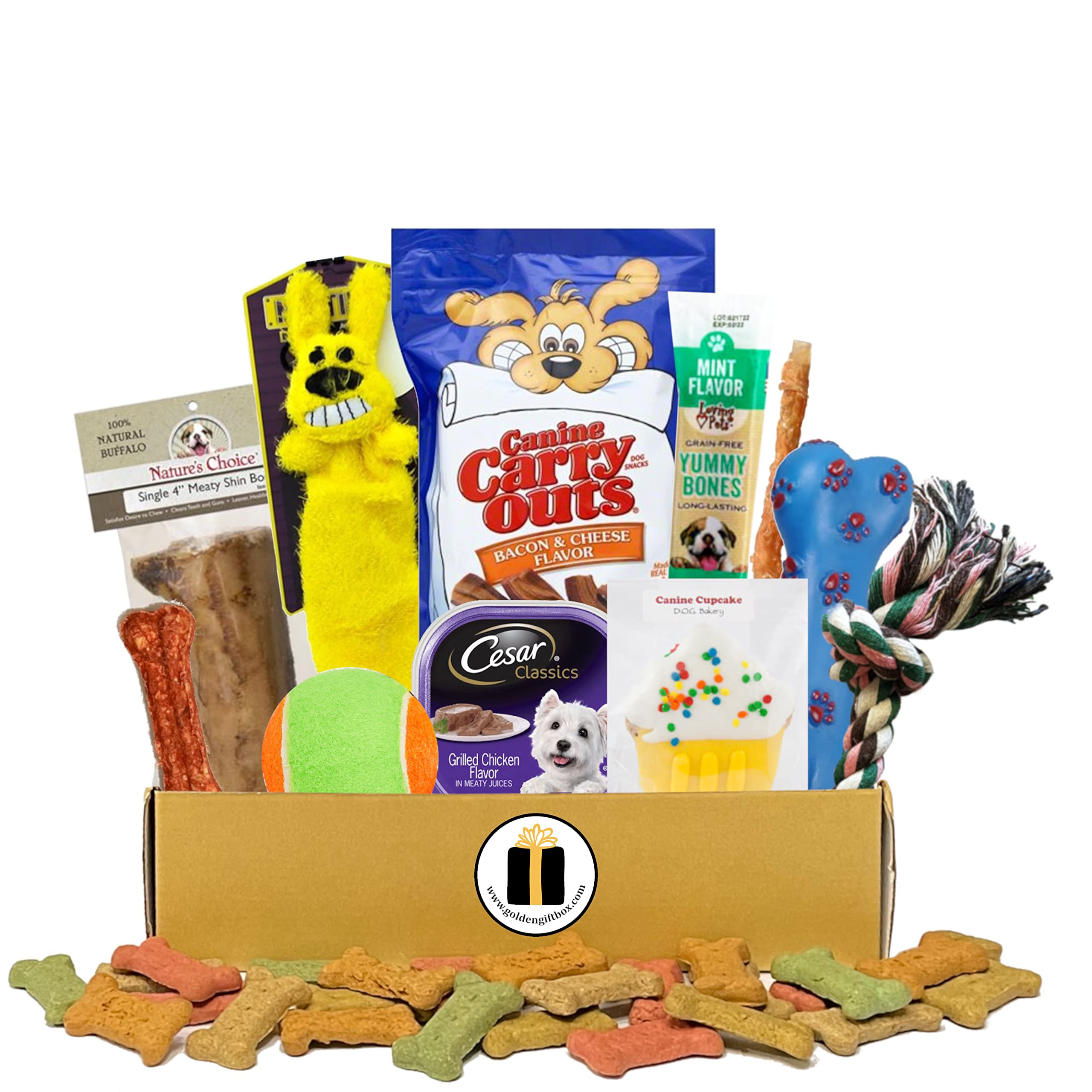 Premium Dog Gift Box - Assorted Dog Toys & Healthy Dog Treats for Your Beloved Canine - Perfect for Adoption, Birthday, Get Well & Easter Gifts - Deluxe Bark Box for Playtime, Training & Special Occasions