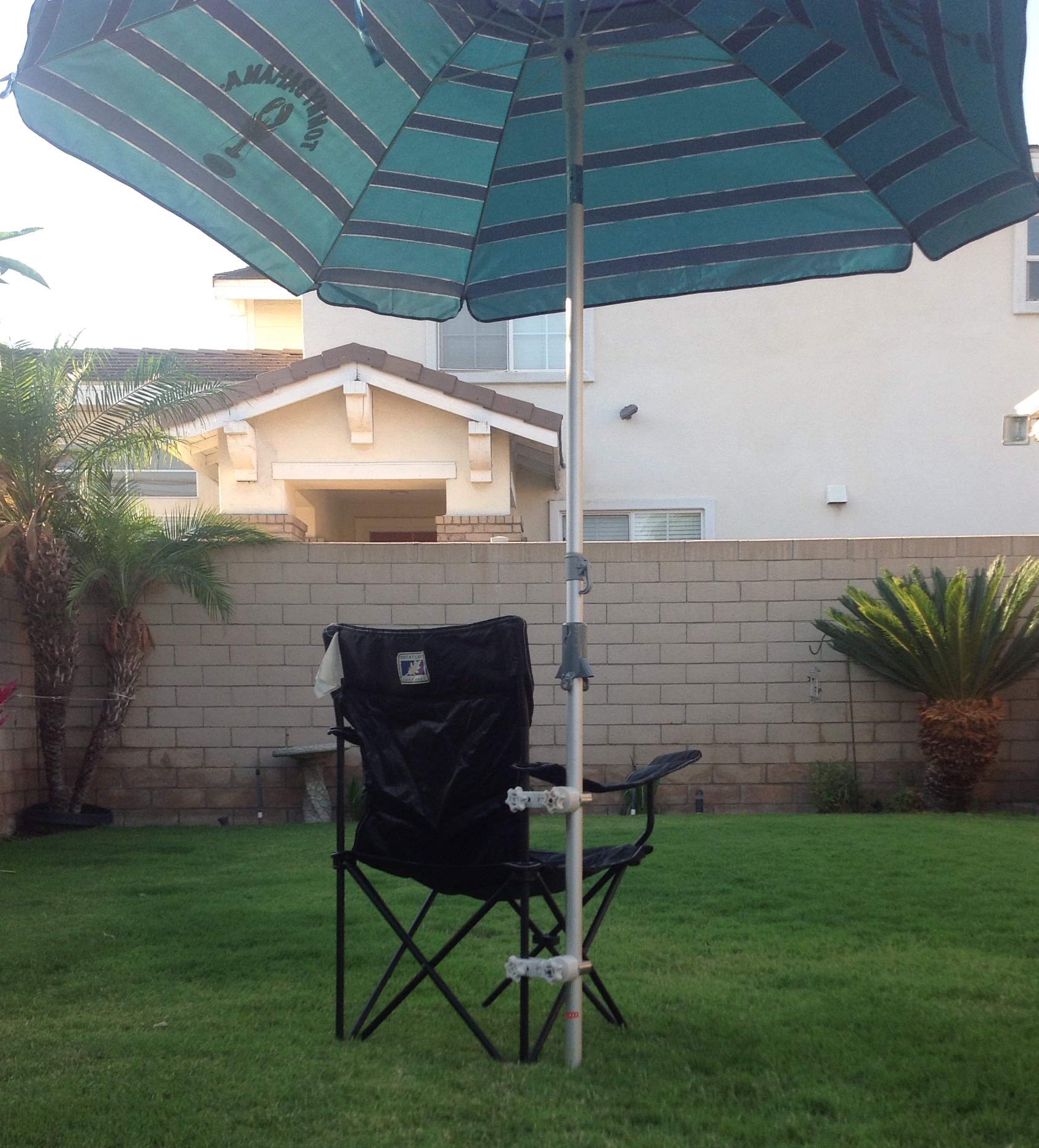 Universal Umbrella Holder with 2 Adjustable Adapters - Heavy Duty Chair Clamp for Beach Chairs, Patio Furniture & Outdoor Use - Perfect for Poolside, Camping & Picnics