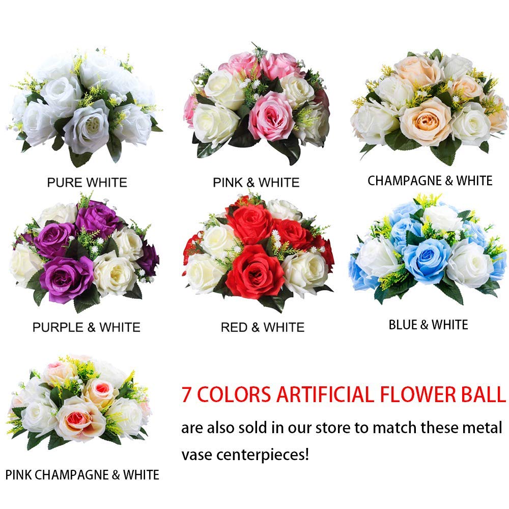 2 Pack 23.75 Inch Tall Crystal Metal Vase - Elegant Flower Stand Holder for Wedding Centerpieces, Reception Table Decor & Chandelier Decorations - Perfect for Weddings, Home Decor, and Event Styling