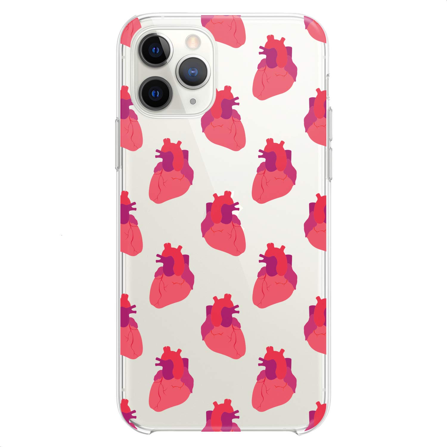 Premium TPU Phone Case for iPhone 16/15/14/13/12/11 Pro Max/Plus/Mini/XS/XR/X/8+/7/6/5/SE - Slim Clear Flexible Silicone Cover with Cute Red Heart Anatomy & Pulse Design - Perfect Gift for Girlfriend, Valentine's Day & Everyday Protection