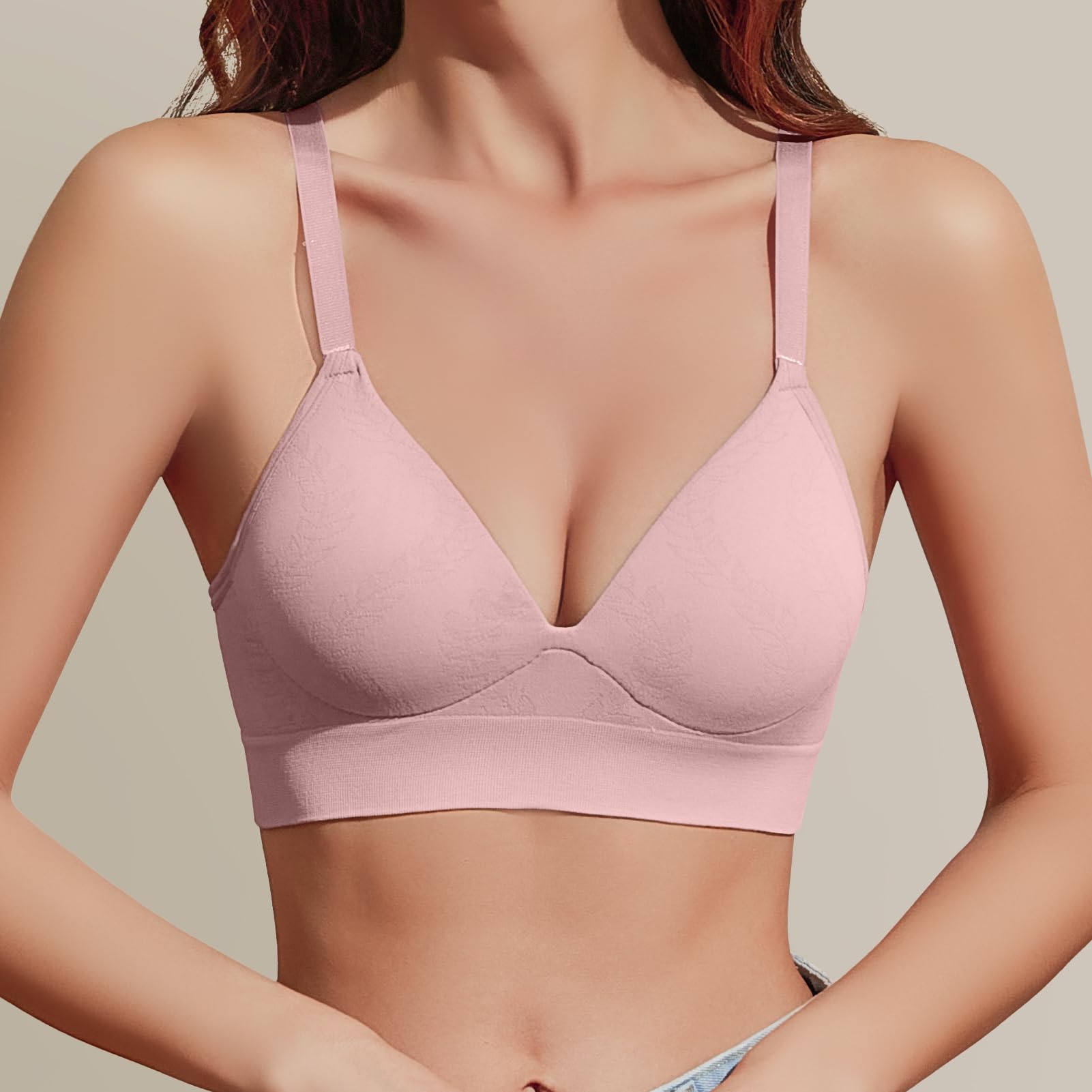 Eleplus 3 Pack Women's Seamless Wireless Deep V Bralette - Lightly Lined Comfort Bras in Multicolor for Everyday Wear & Yoga