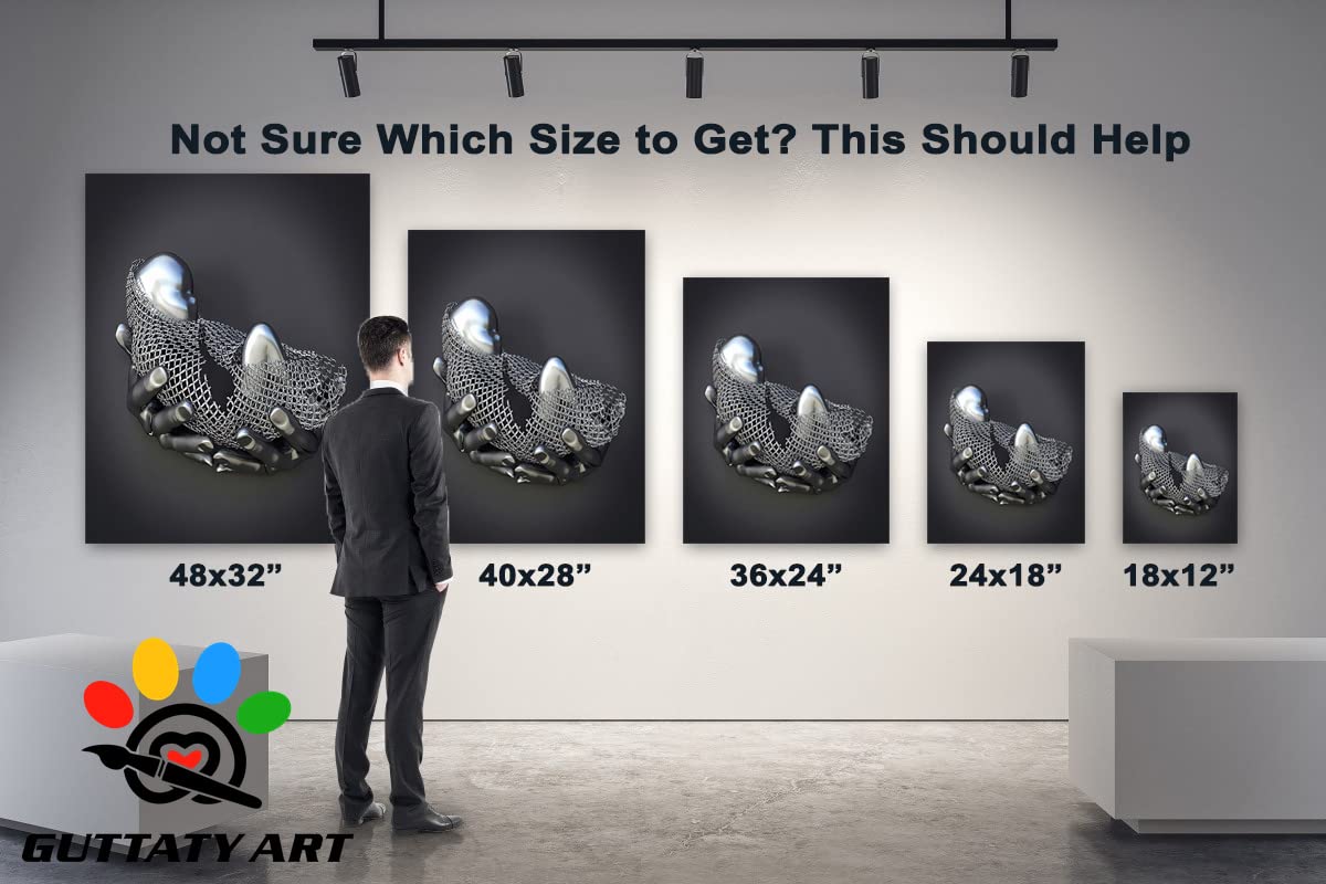 3D Metal Effect Canvas Wall Art - Modern Silver Framed Wall Decor for Living Room & Bedroom - Mother's Day Gift for Mom - 32x48 Inches - Perfect for Home, Office & Nursery Decor