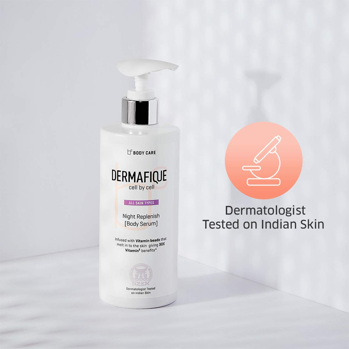 Dermafique Night Replenish Body Serum with Shea Butter – 300ml | Hydrating Body Lotion for All Skin Types | Enriched with Glycerin & 30x Vitamin E | Night Repair & Moisturizing Body Cream | Dermatologist Tested | Perfect for Dry Skin Care & Overnight Skin Regeneration