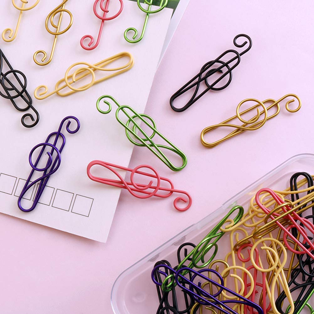 50-Pack Musical Note Shaped Metal Paper Clips - Colorful Cute Office & School Supplies for Organizing Documents, Sheet Music, Notebooks & Craft Projects