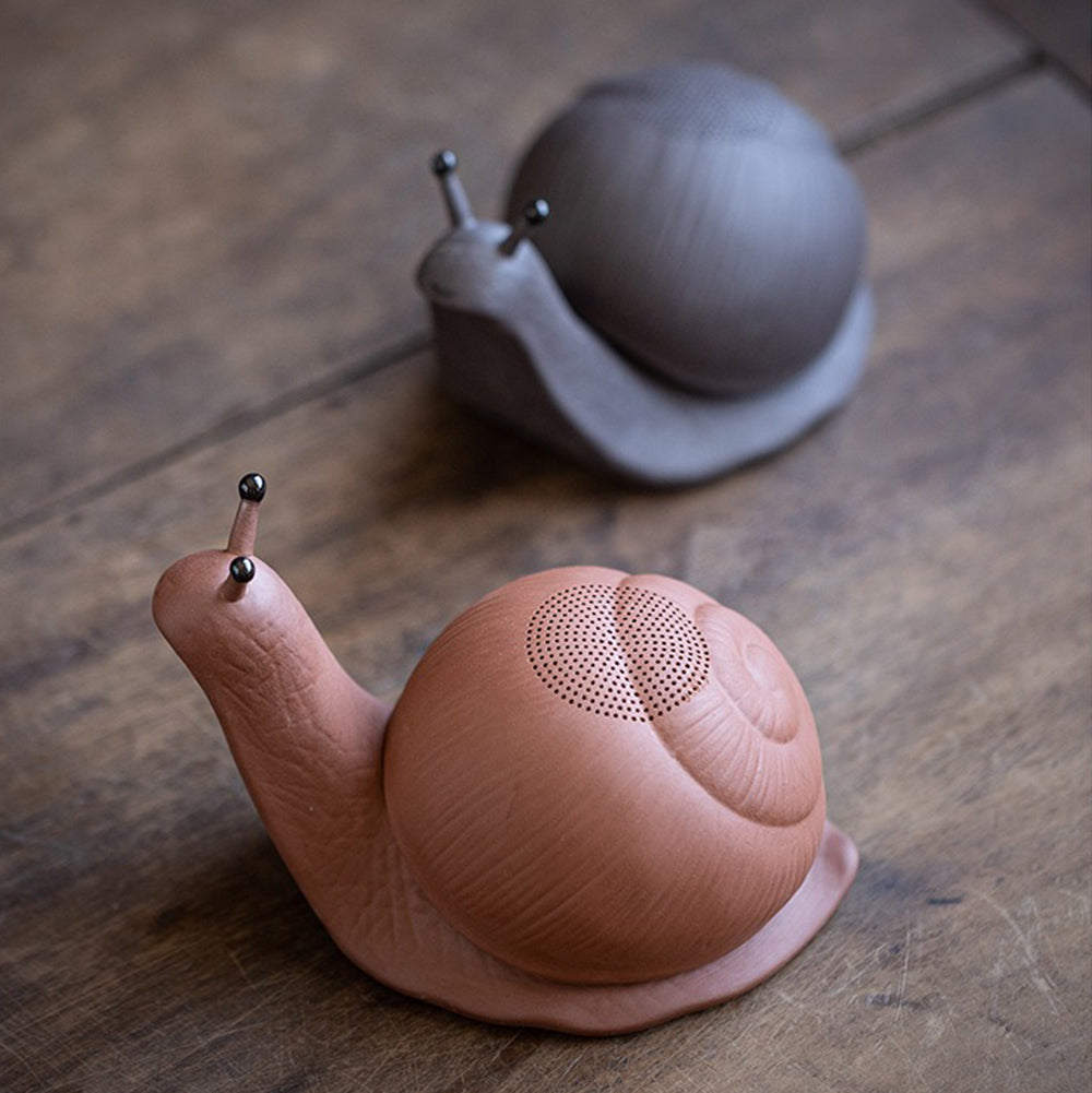 Purple Clay Snail Tea Pet Strainer - Handmade Ceramic Tea Infuser for Loose Leaf Tea - Perfect for Tea Ceremony, Meditation & Home Decor