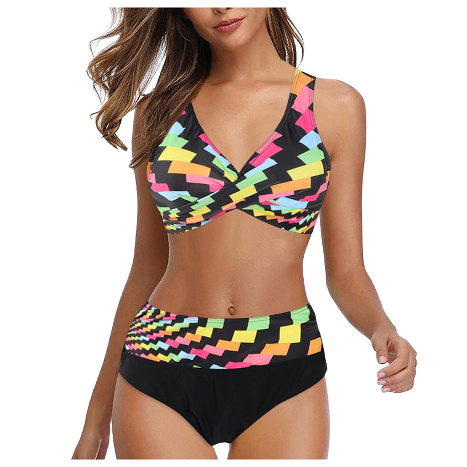 Women's Two Piece Swimsuit & Monokini Set - V Neck Bikini, Tankini & Swim Shorts | Beachwear for Pool, Vacation & Summer Activities