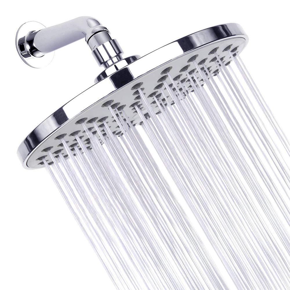 Fesjoy 8 Inch High Pressure Rain Shower Head - G1/2 Adjustable Bathroom Showerhead with Polished Chrome Finish - Perfect for Spa-Like Relaxation & Water Saving in Modern Homes
