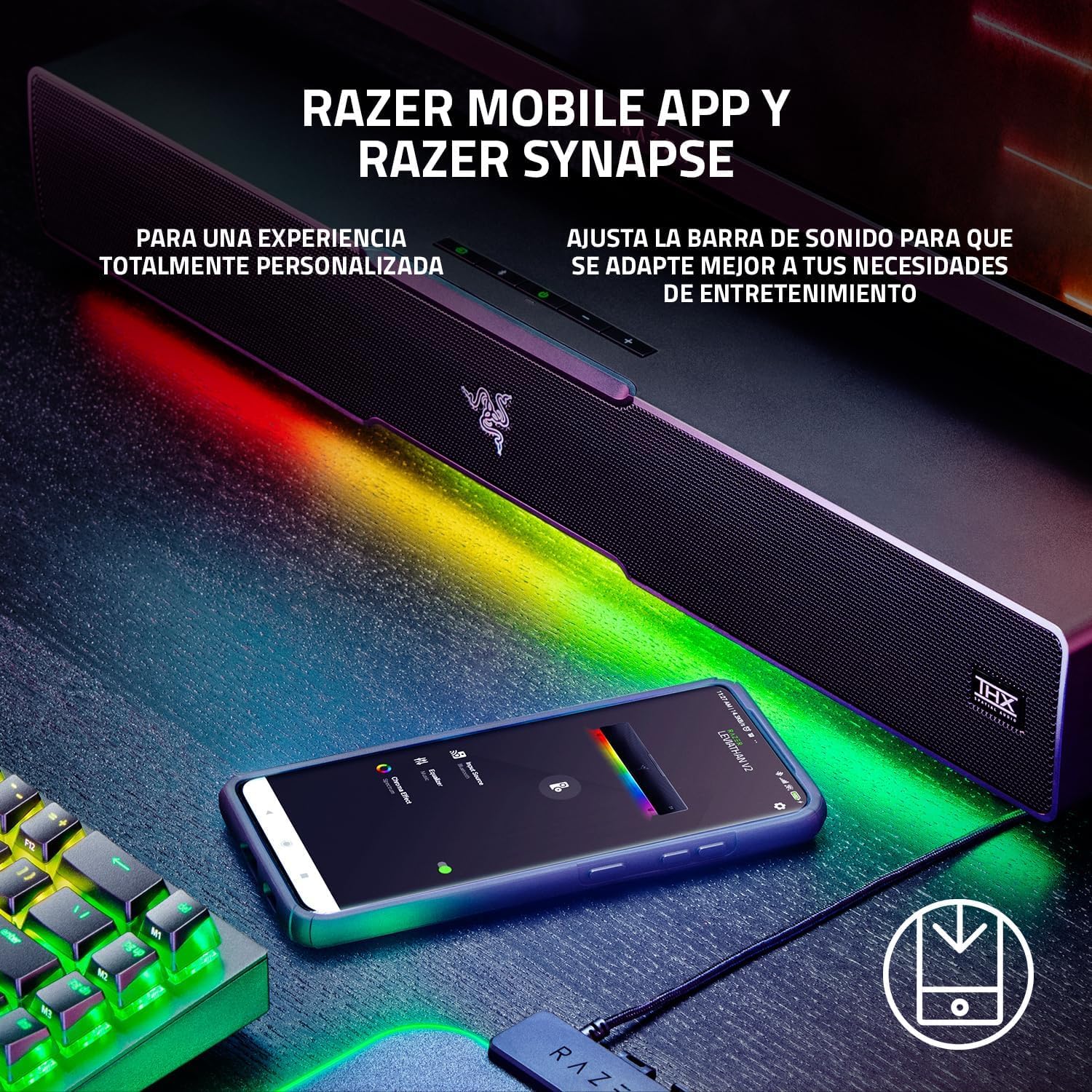 Razer Leviathan V2 Multi-Driver Gaming Soundbar with Subwoofer | THX Spatial Audio | Compact RGB Design | Bluetooth 5.2 | for PC, Laptop, Smartphone & Nintendo Switch | Perfect for Gaming, Movies & Music (Renewed, Black)