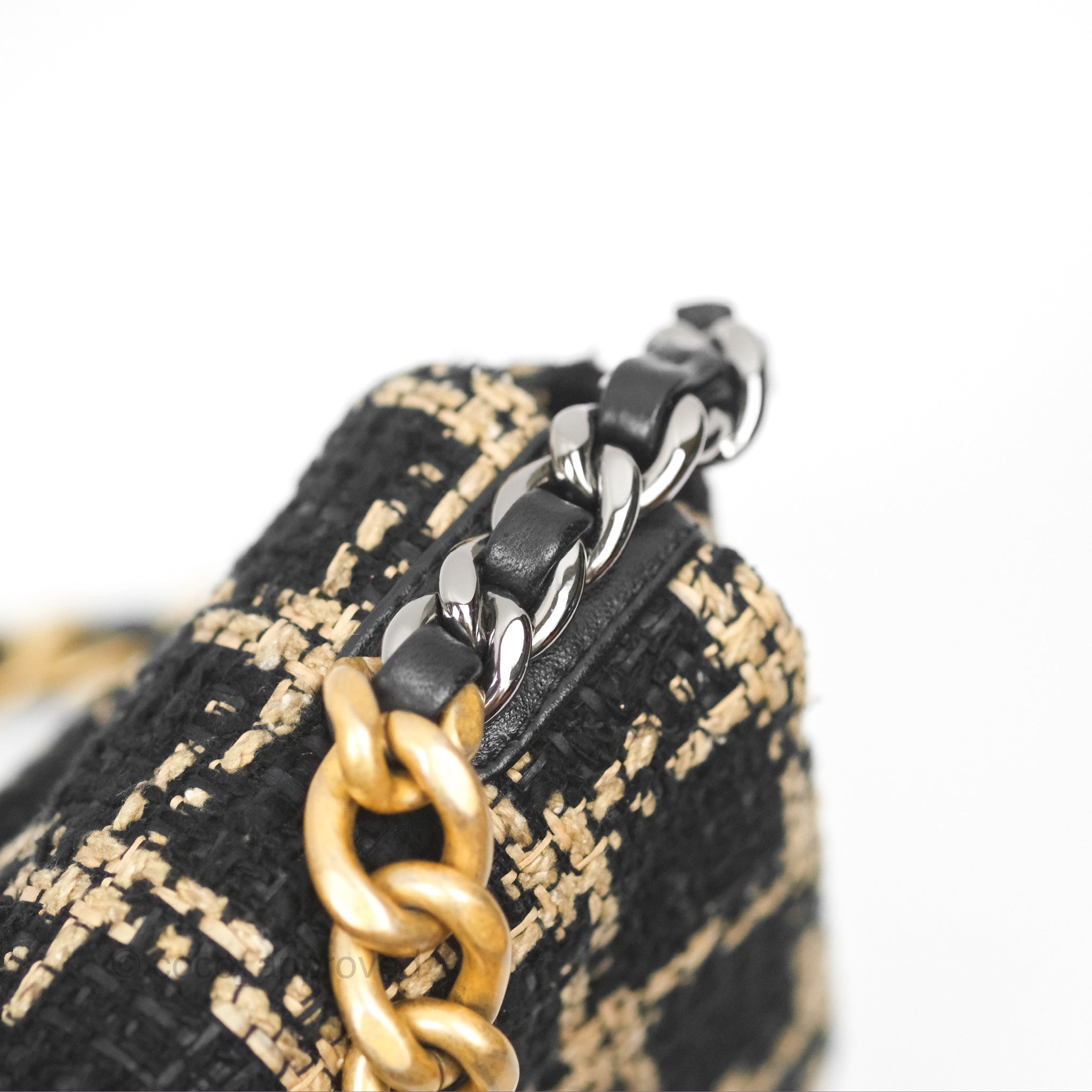 Chanel 19 Small Flap Bag - Black & Beige Tweed with Mixed Hardware | Luxury Designer Handbag for Women | Perfect for Evening Events & Special Occasions