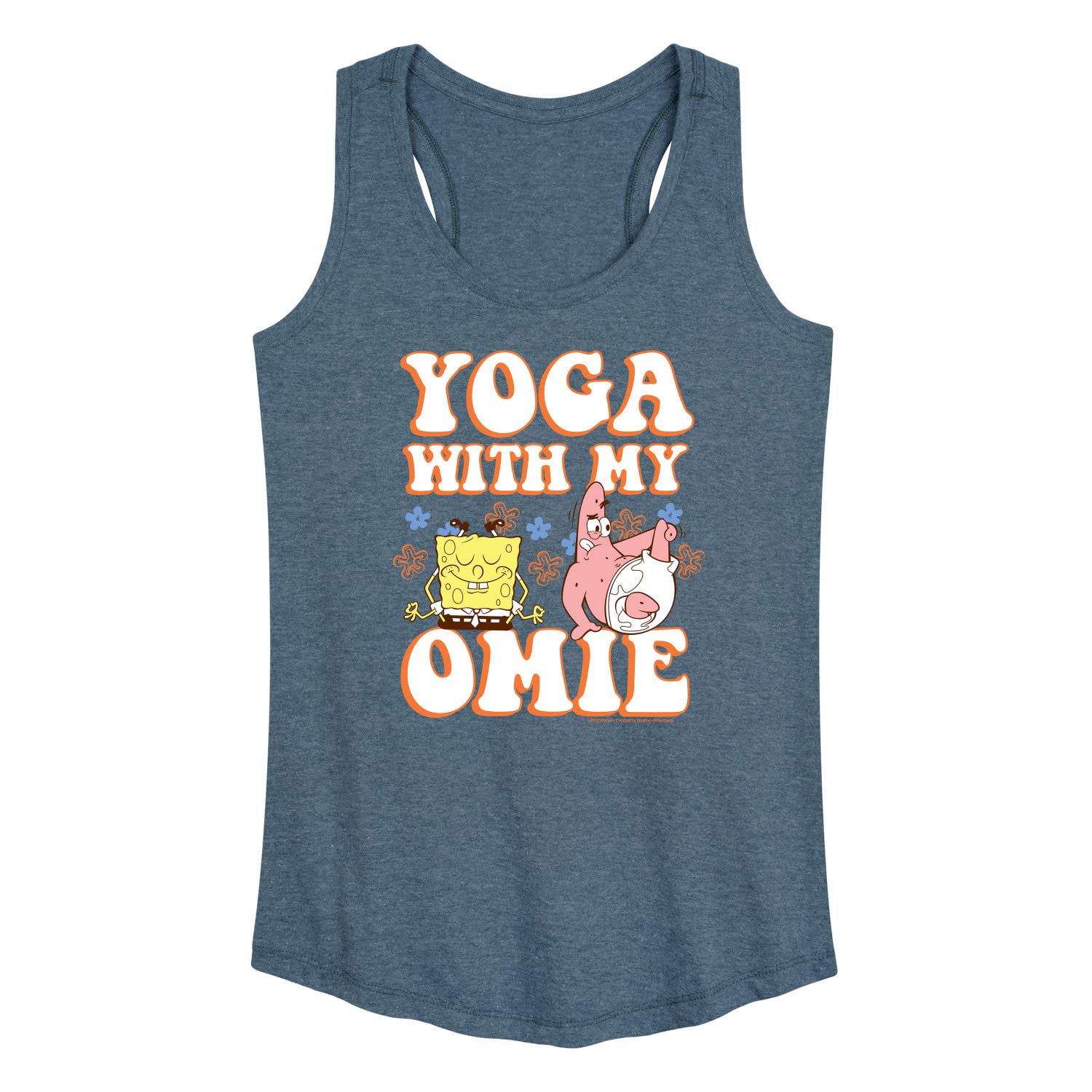 HYBRID APPAREL Women's Spongebob Squarepants Yoga with My Omie Racerback Tank Top - Soft Workout Shirt for Yoga, Gym & Casual Wear
