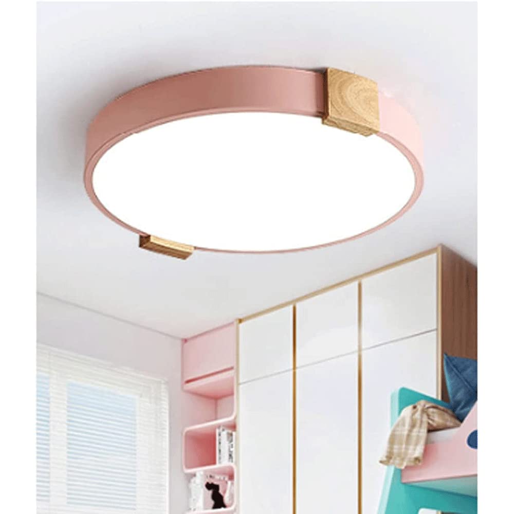 Nordic Round Wrought Iron and Wood LED Ceiling Light - Dimmable Recessed Panel Fixture for Living Room, Bedroom & Dining Room | Energy Saving Indoor Lighting Solution