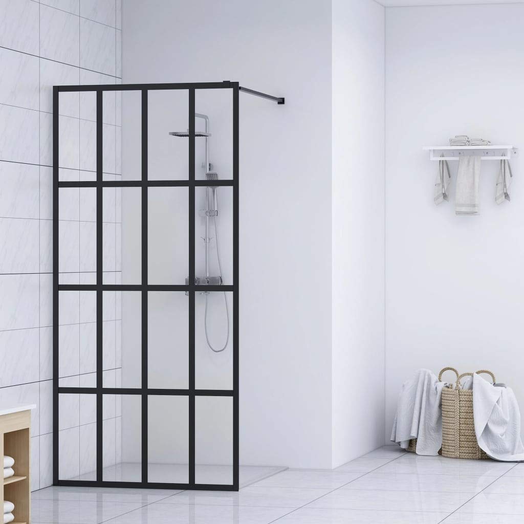 Modern Fixed Walk-in Shower Panel - 39.4x76.8 Inch Tempered ESG Glass with Aluminum Frame - Single Panel Bathroom Shower Door, Shower Partition & Screen - Perfect for Small Bathrooms, Master Suites & Spa-Like Showers
