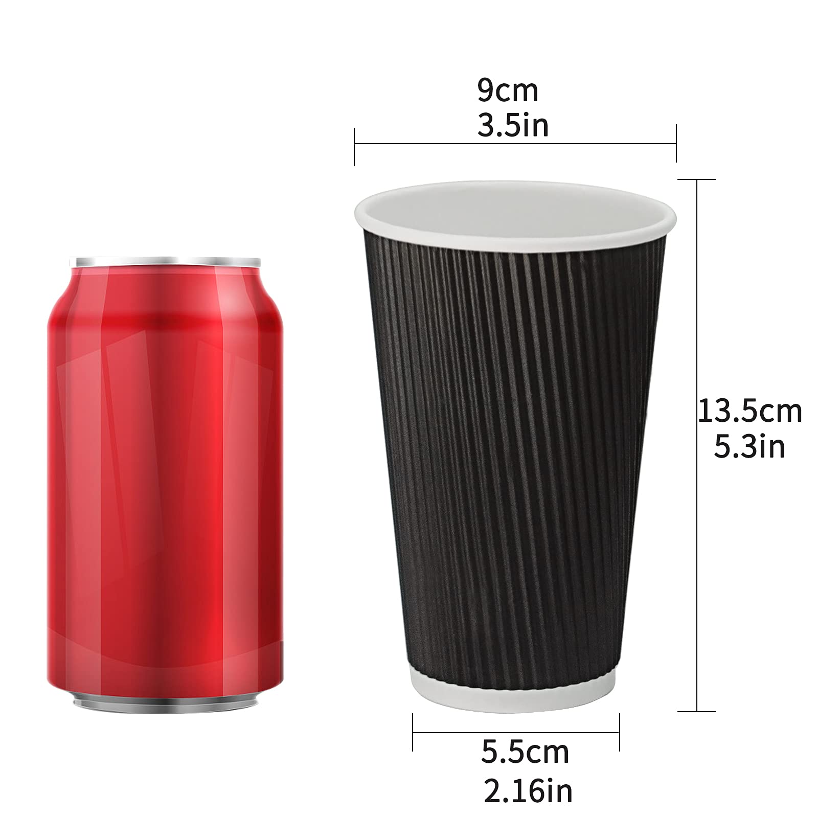16oz Disposable Paper Coffee Cups with Lids (100 Pack) - Insulated Double Wall Ripple Design with Sleeves for Hot & Cold Beverages - Perfect for Coffee Shops, Office Use, Travel, Parties, and Catering Events