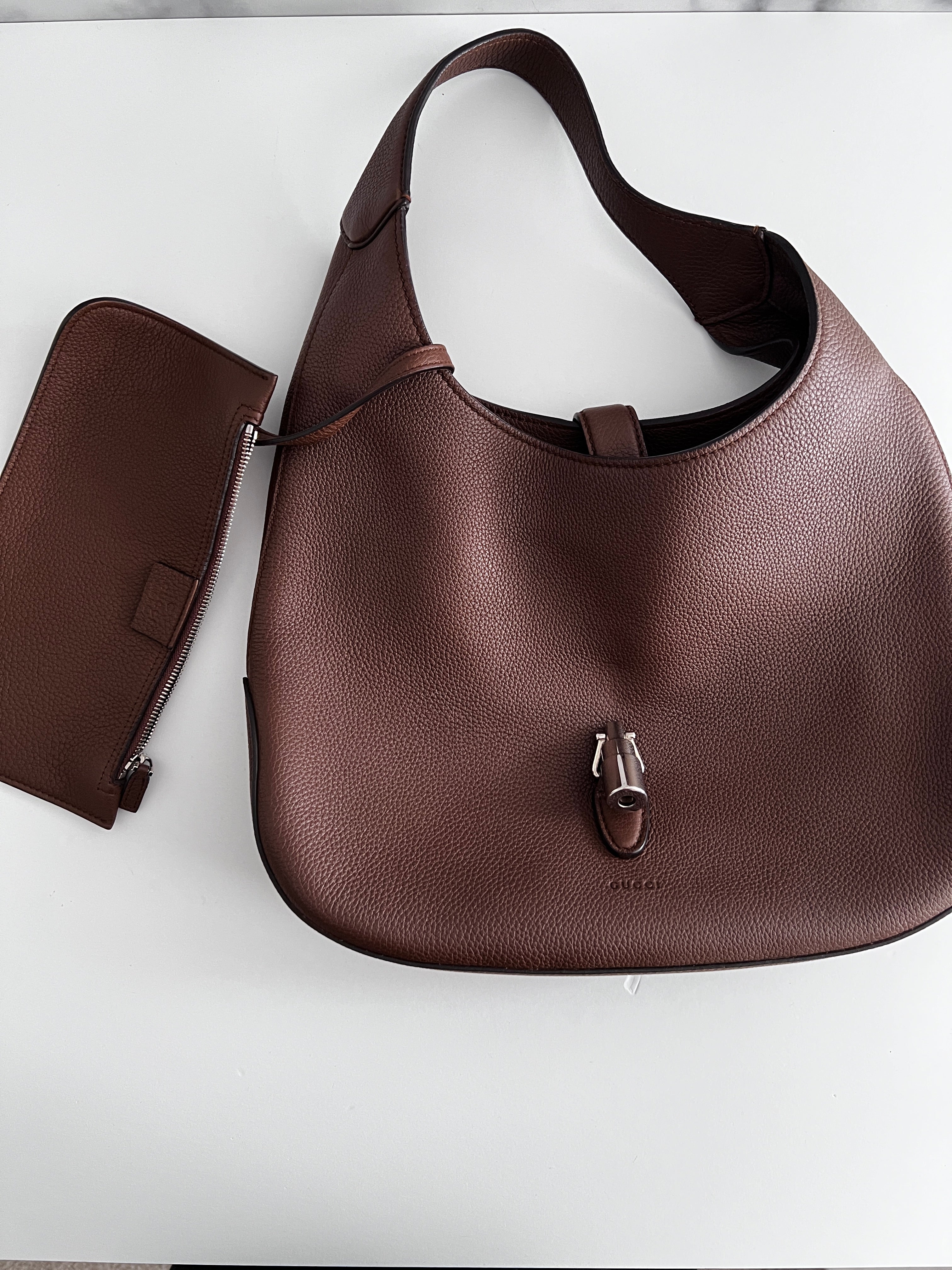 Gucci Brown Grain Leather Hobo Bag - Stylish Crossbody Shoulder Bag for Women, Fashionable Everyday Purse for Work, Travel & Shopping
