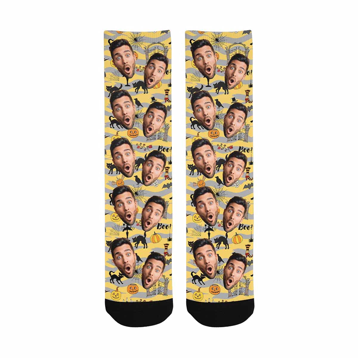 DIYKST Custom Face Novelty Unisex Crew Socks - Pumpkin Monster Design for Men & Women - Perfect Birthday & Engagement Gifts - Great for Halloween Costumes, Cosplay & Funny Gift Exchanges