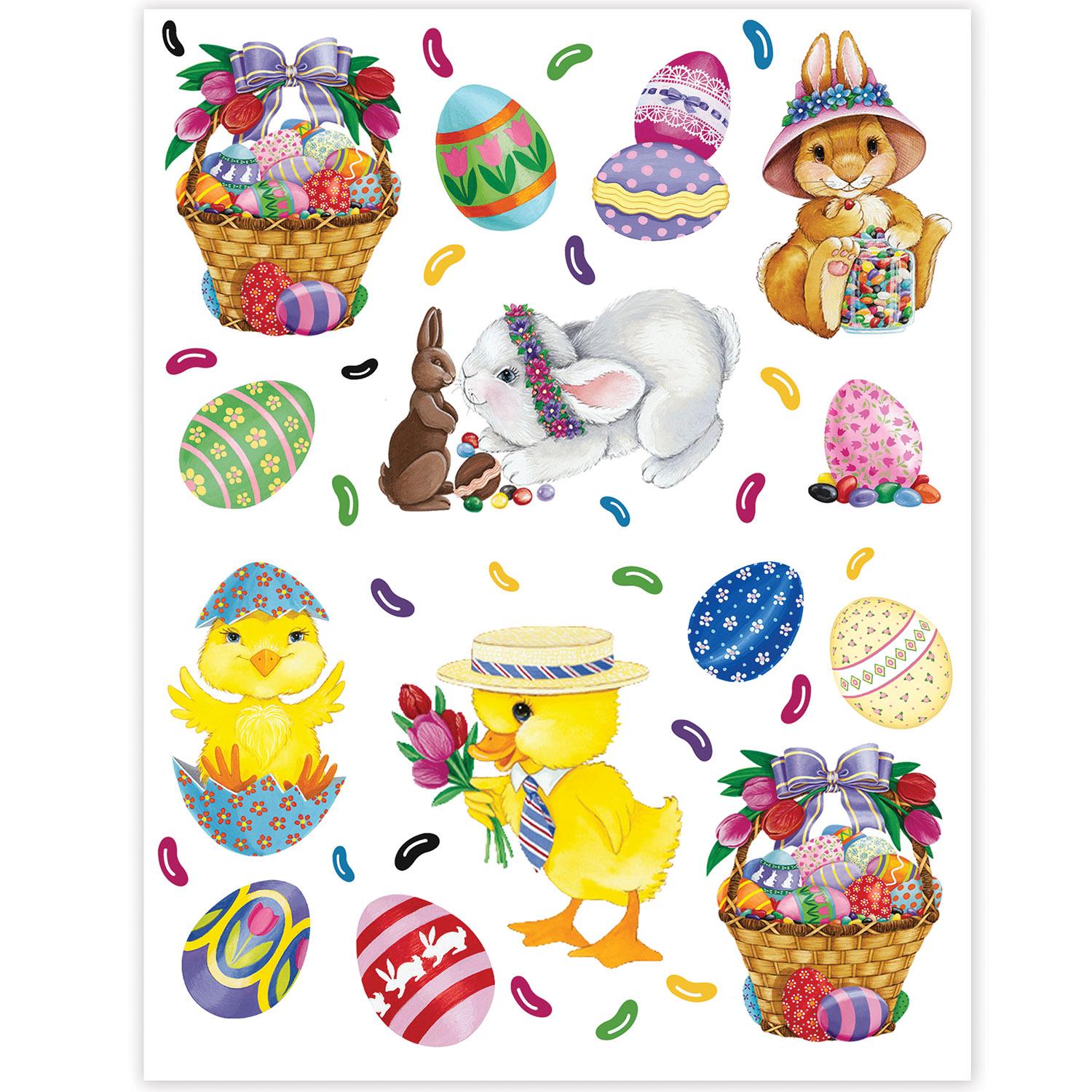 12 Pack Easter Bunny Basket & Egg Stickers - 4 Sheets per Pack - DIY Easter Decorations, Party Favors, Scrapbooking & Gift Wrapping Supplies