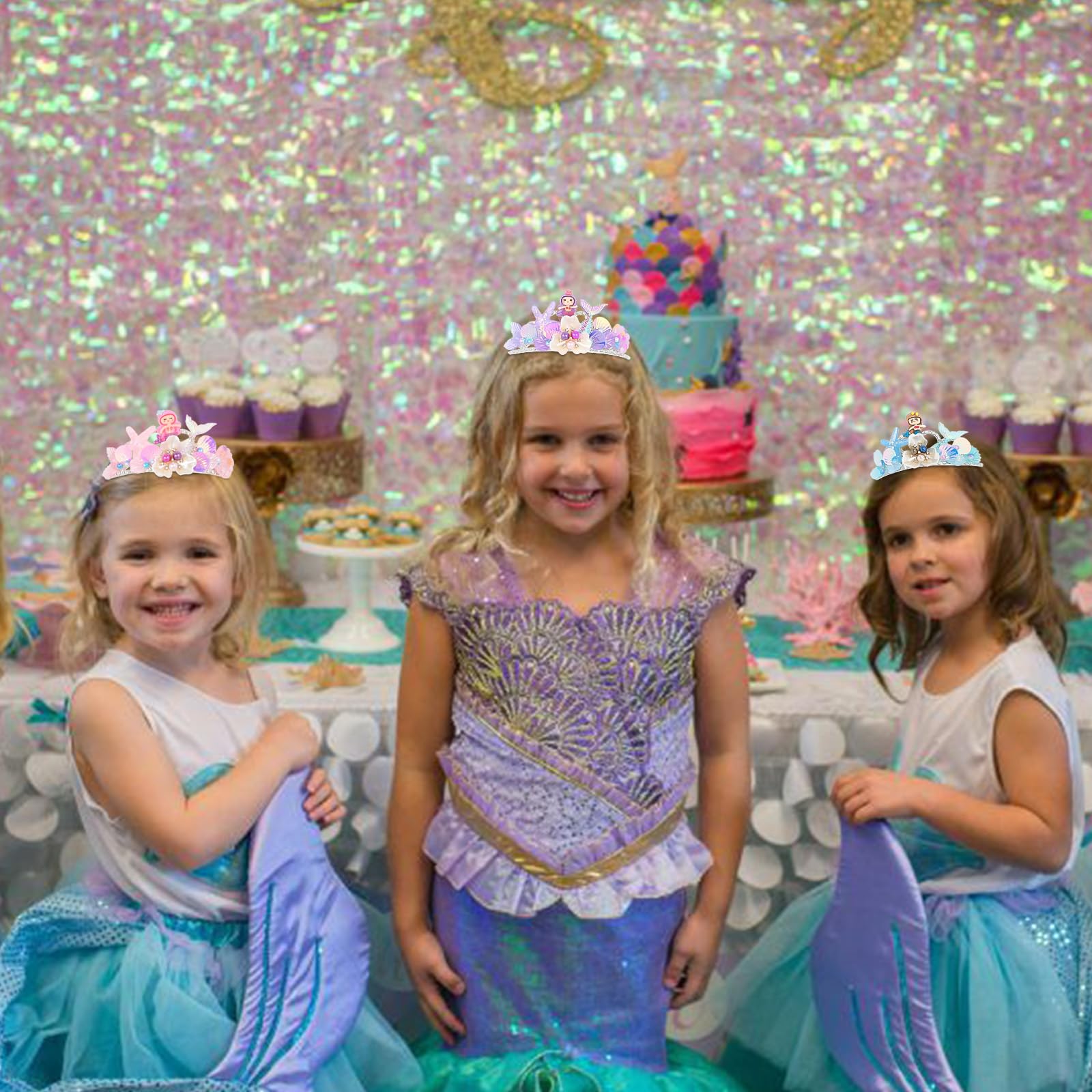 Mermaid Crown Headband - Elegant Fish Scale & Seashell Hair Accessory for Women & Girls | Perfect for Birthday Parties, Costumes & Themed Events | Purple