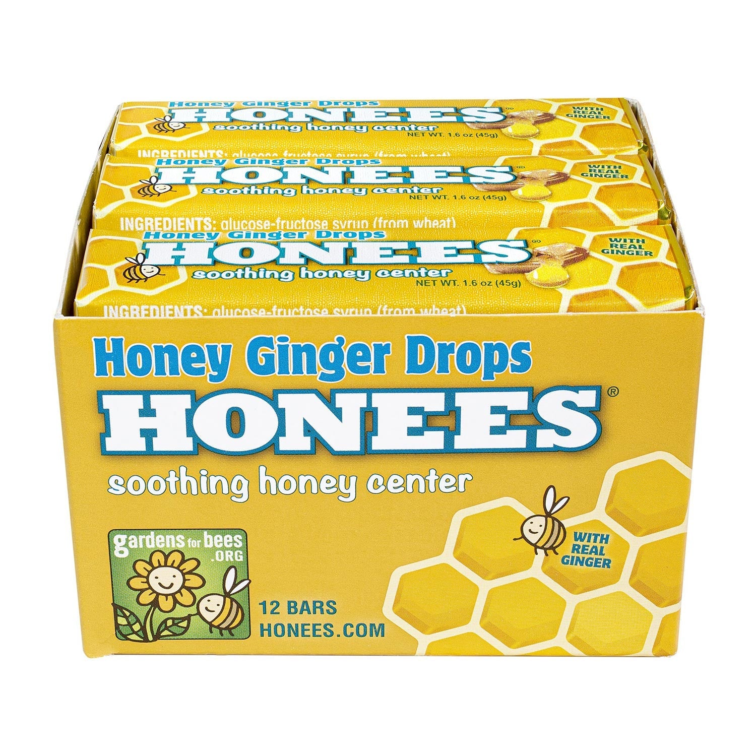 Honees Lemon Menthol Honey Drops - 1.6oz (24 Count) | Soothing Throat Lozenges for Cough Relief & Cold Symptoms - Perfect for Travel, Work & Home Use