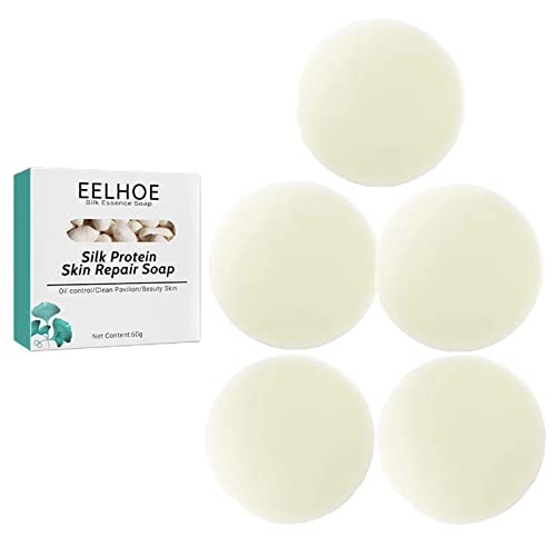 Skinferm Collagen Milk Whitening Soap - Skin Brightening, Acne Treatment & Anti-Cellulite Soap with Silk Protein for Skin Repair & Exfoliation (5 Pack) - Perfect for Daily Skincare Routine & Spa Treatment