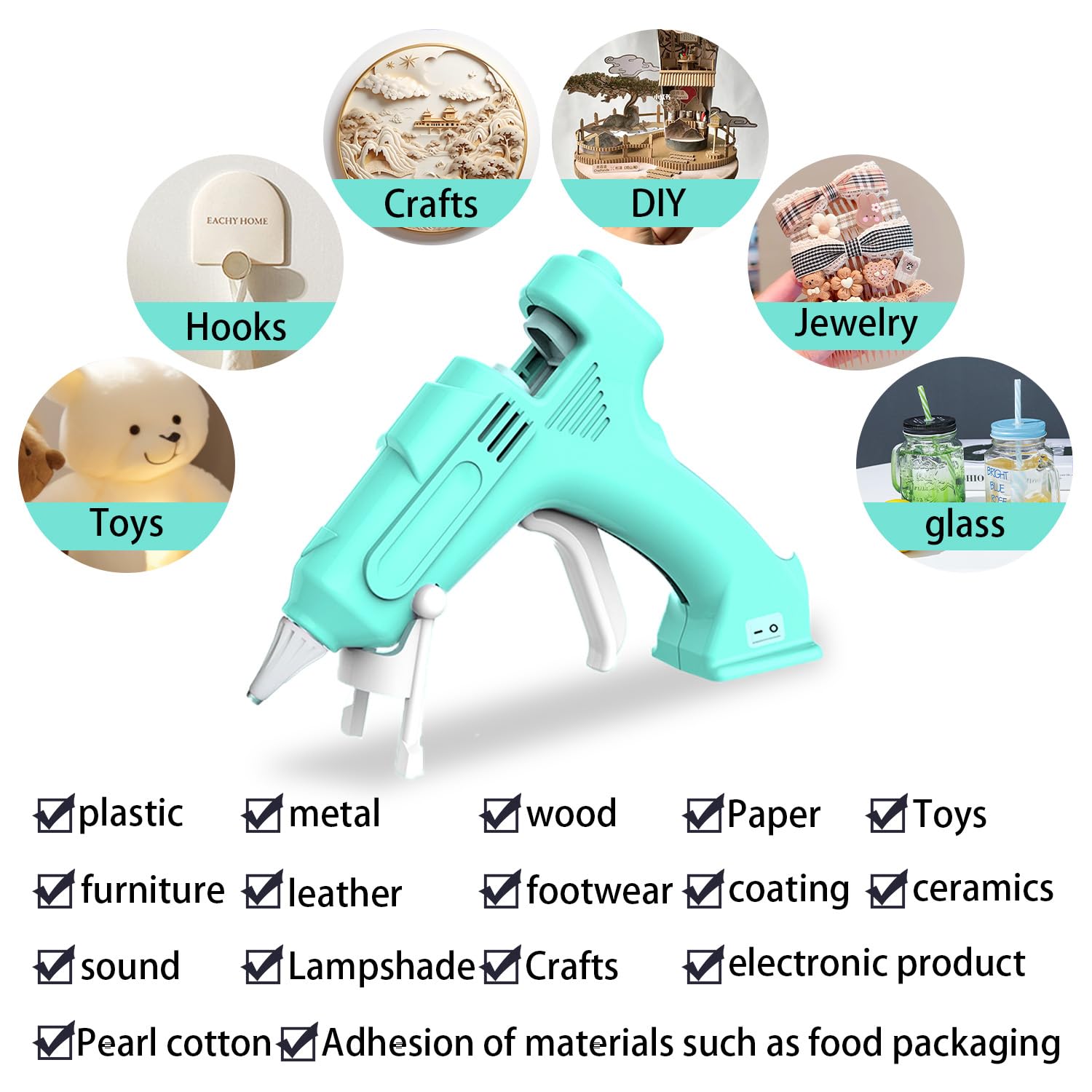 Rechargeable Cordless Hot Melt Glue Gun Kit - Fast Preheating Mini Glue Gun with 40 Premium Glue Sticks, USB-C Charging for DIY Crafts, Home Repairs, School Projects & Party Decorations - Perfect for Arts, Scrapbooking & Household Fixes