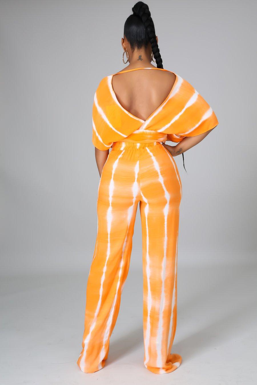 Island Living Palazzo Pant Set - Flowy & Comfortable Women's Lounge Pants in Orange for Beach Vacation & Summer Relaxation